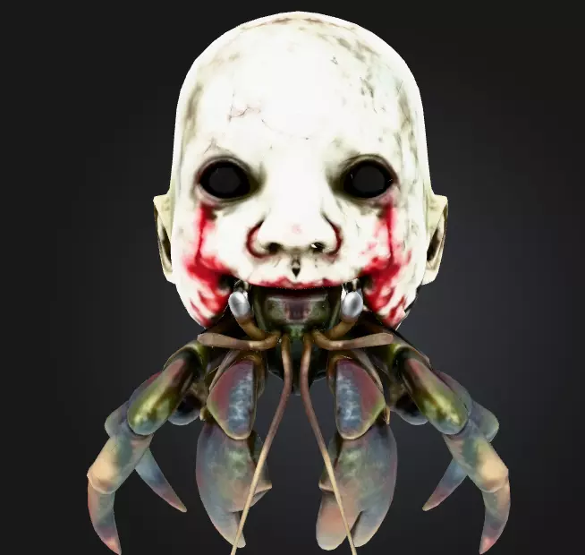 Game-Ready Human Head Crab Horror Monster Low-poly 3D model Low-poly 3D model