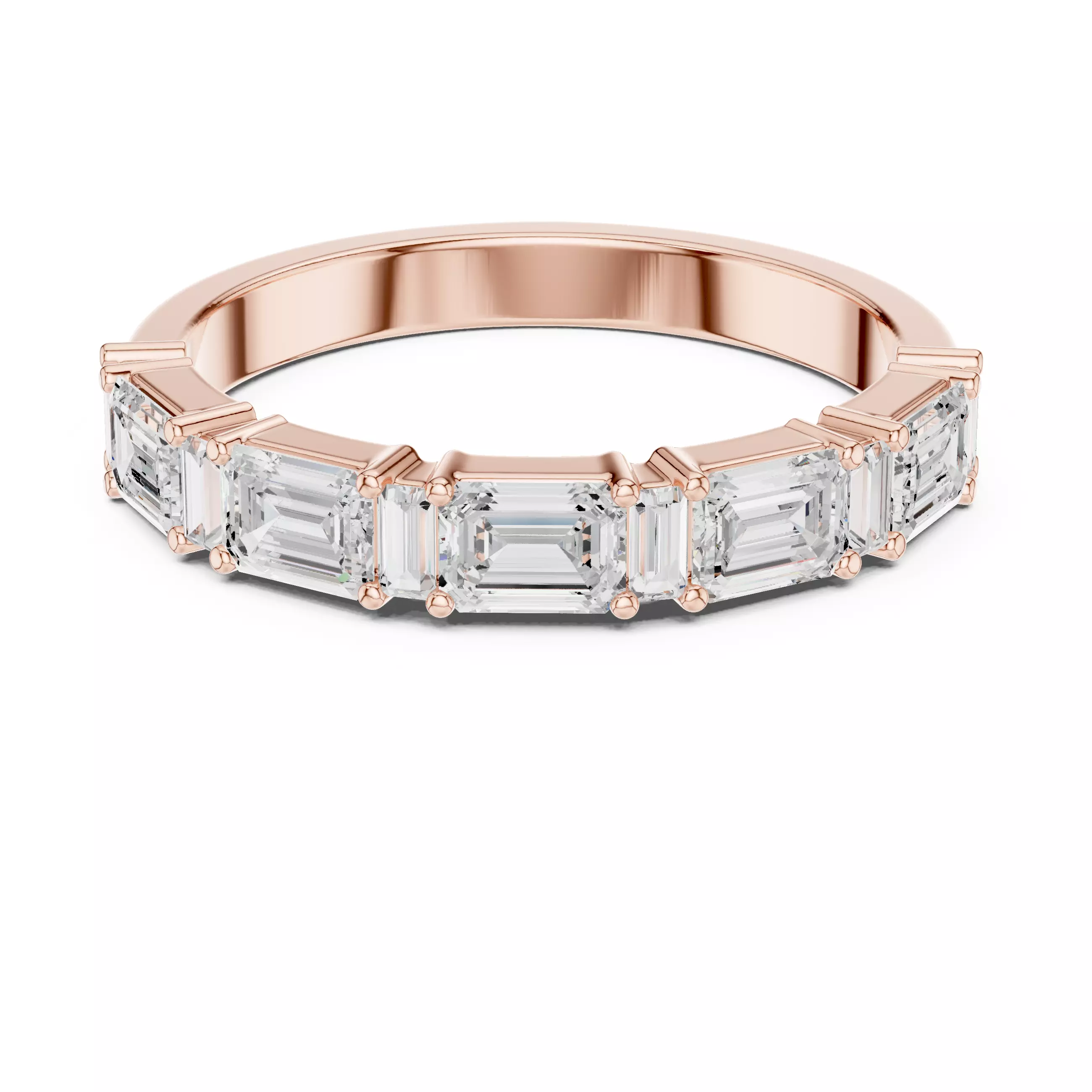 Emerald and Baguette Cut Stacking Wedding Band 3DM STL Video 3D print model_0