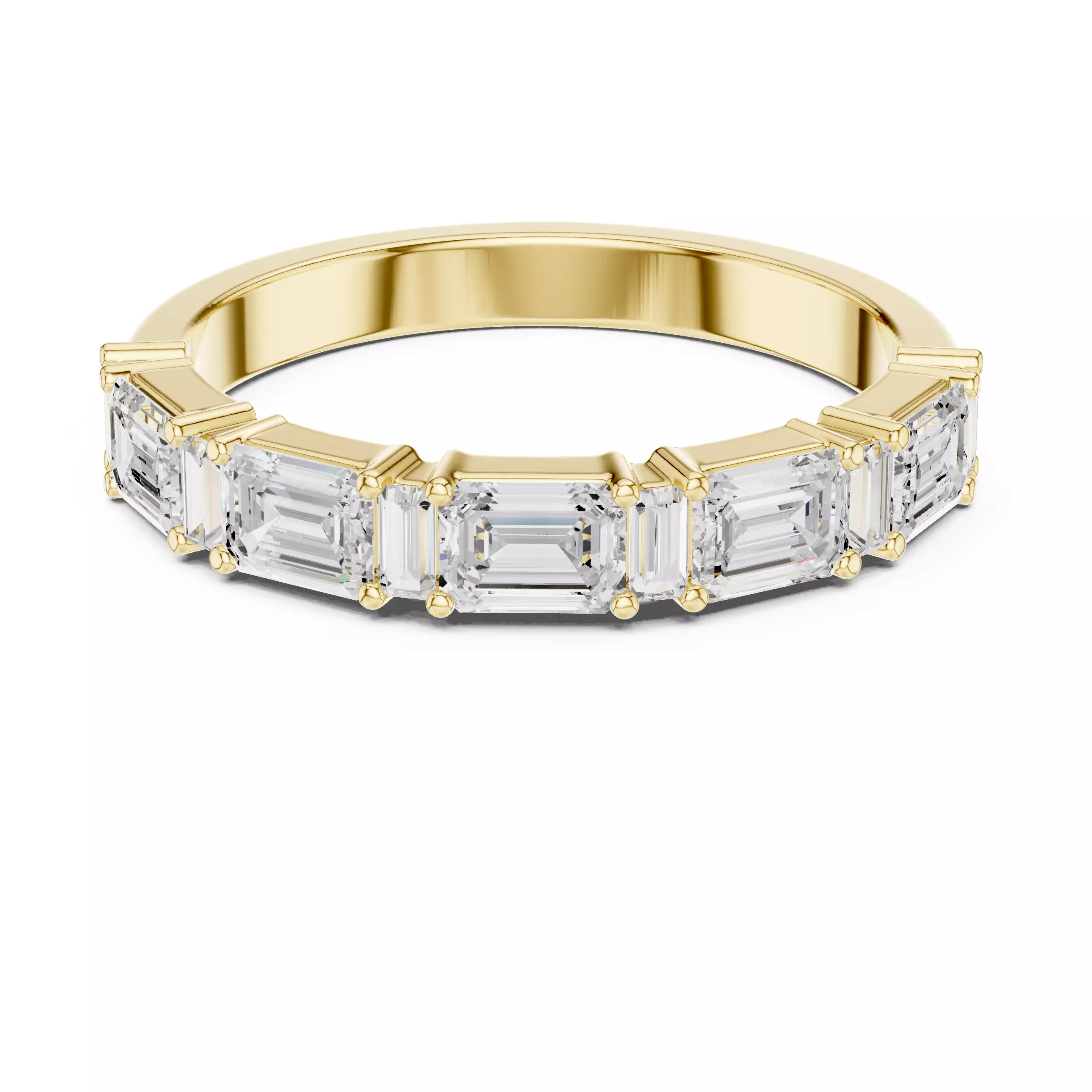 Emerald and Baguette Cut Stacking Wedding Band 3DM STL Video 3D print model_1