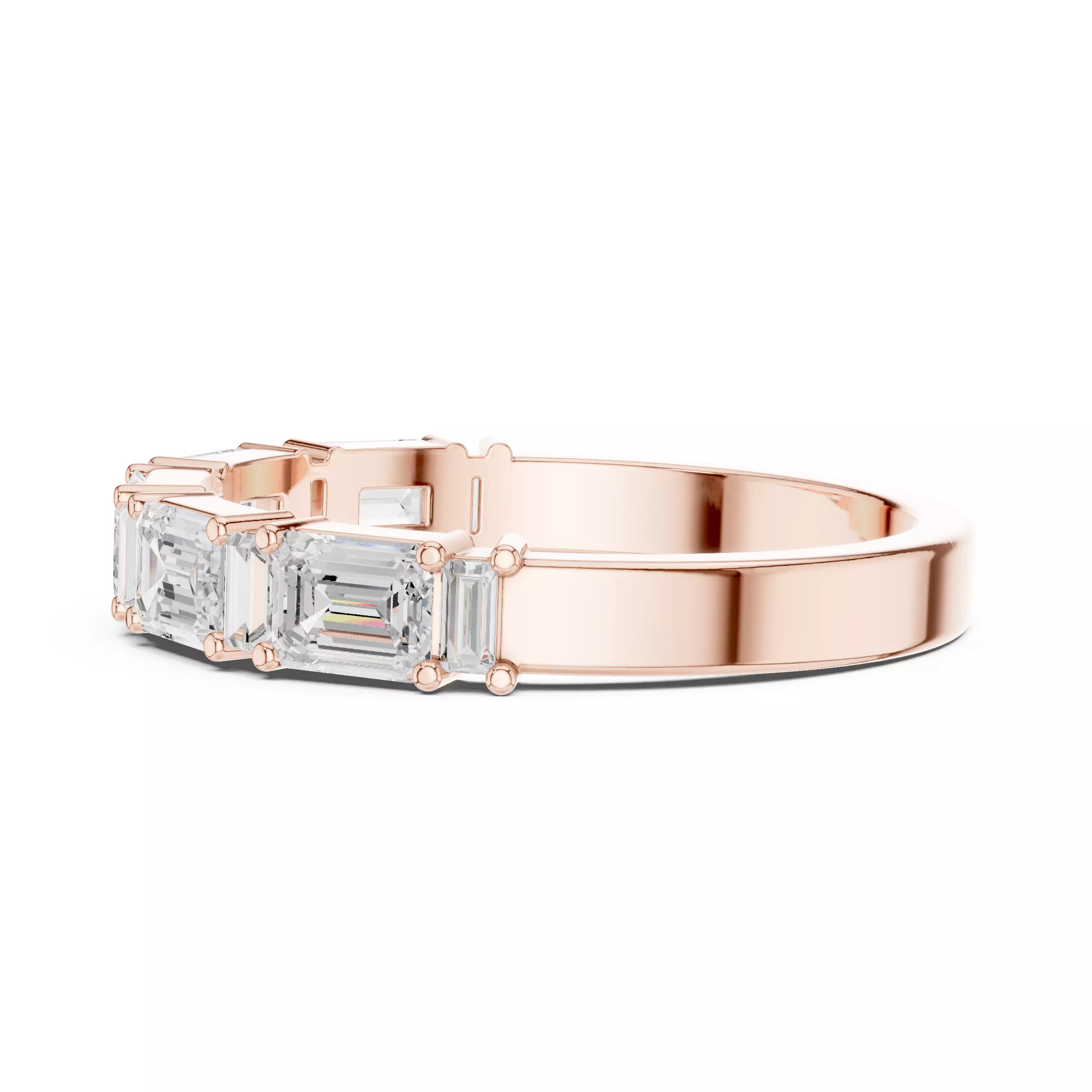 Emerald and Baguette Cut Stacking Wedding Band 3DM STL Video 3D print model_5