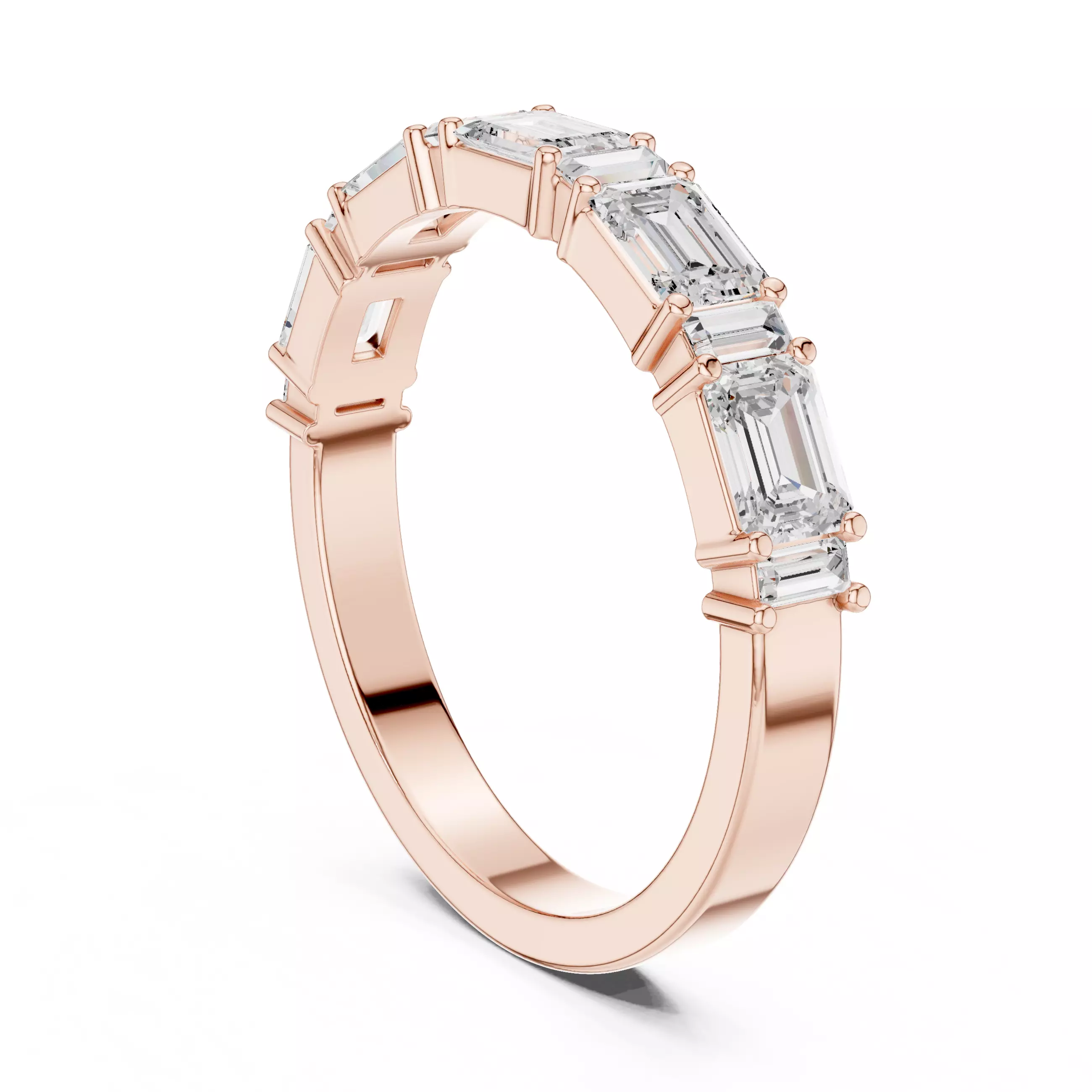 Emerald and Baguette Cut Stacking Wedding Band 3DM STL Video 3D print model_3