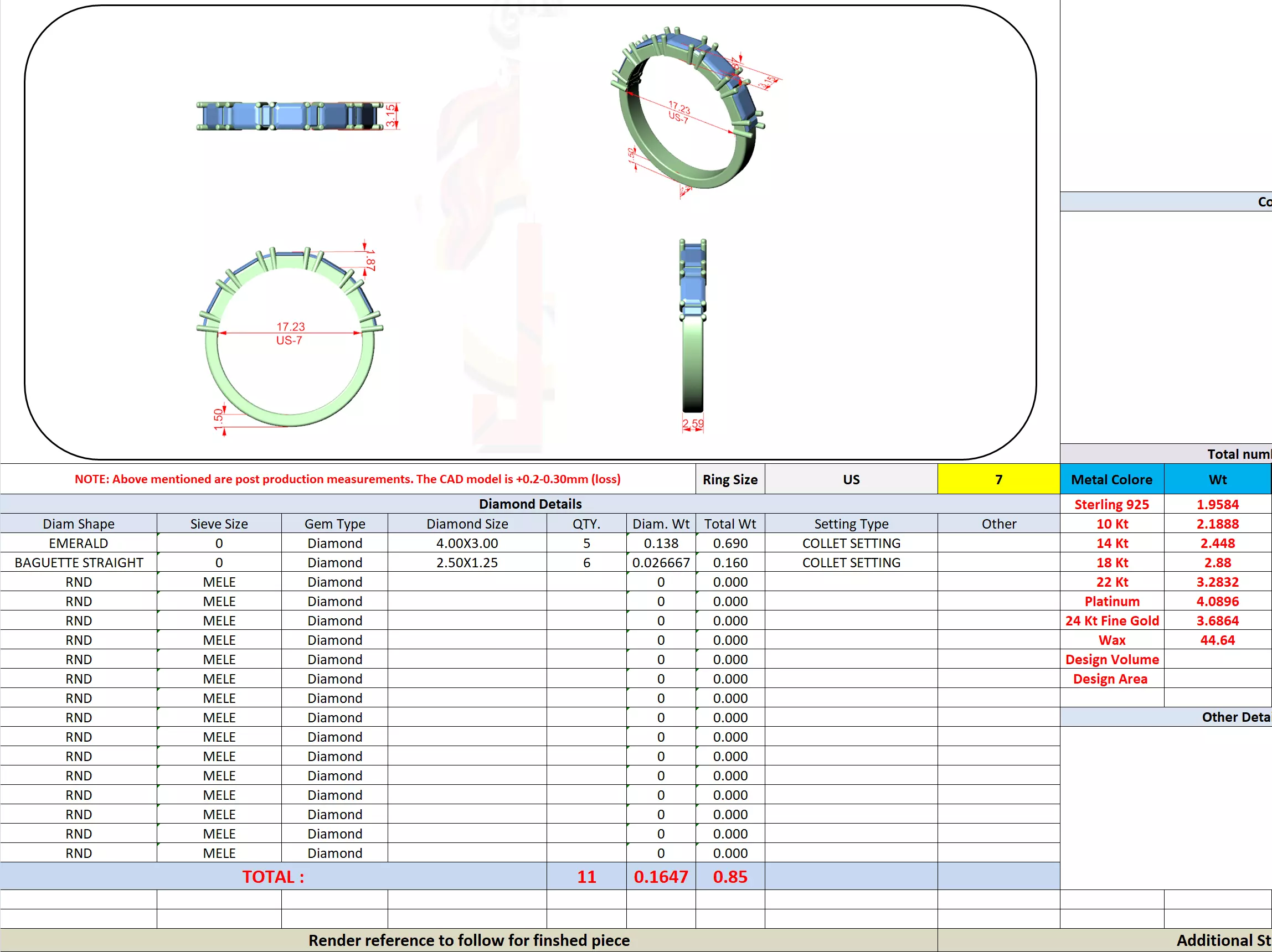 Emerald and Baguette Cut Stacking Wedding Band 3DM STL Video 3D print model_13