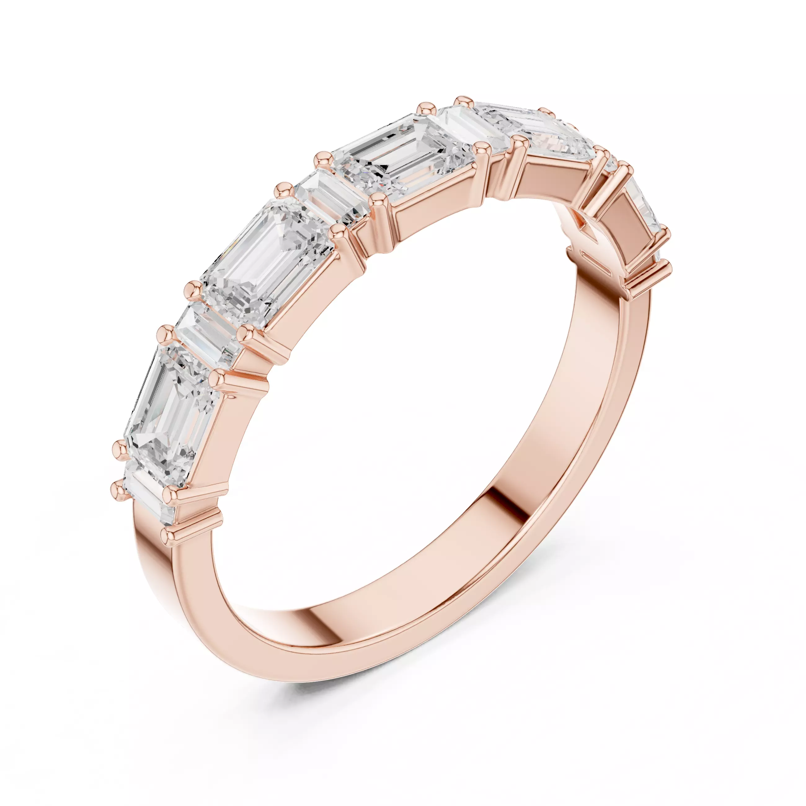 Emerald and Baguette Cut Stacking Wedding Band 3DM STL Video 3D print model_4