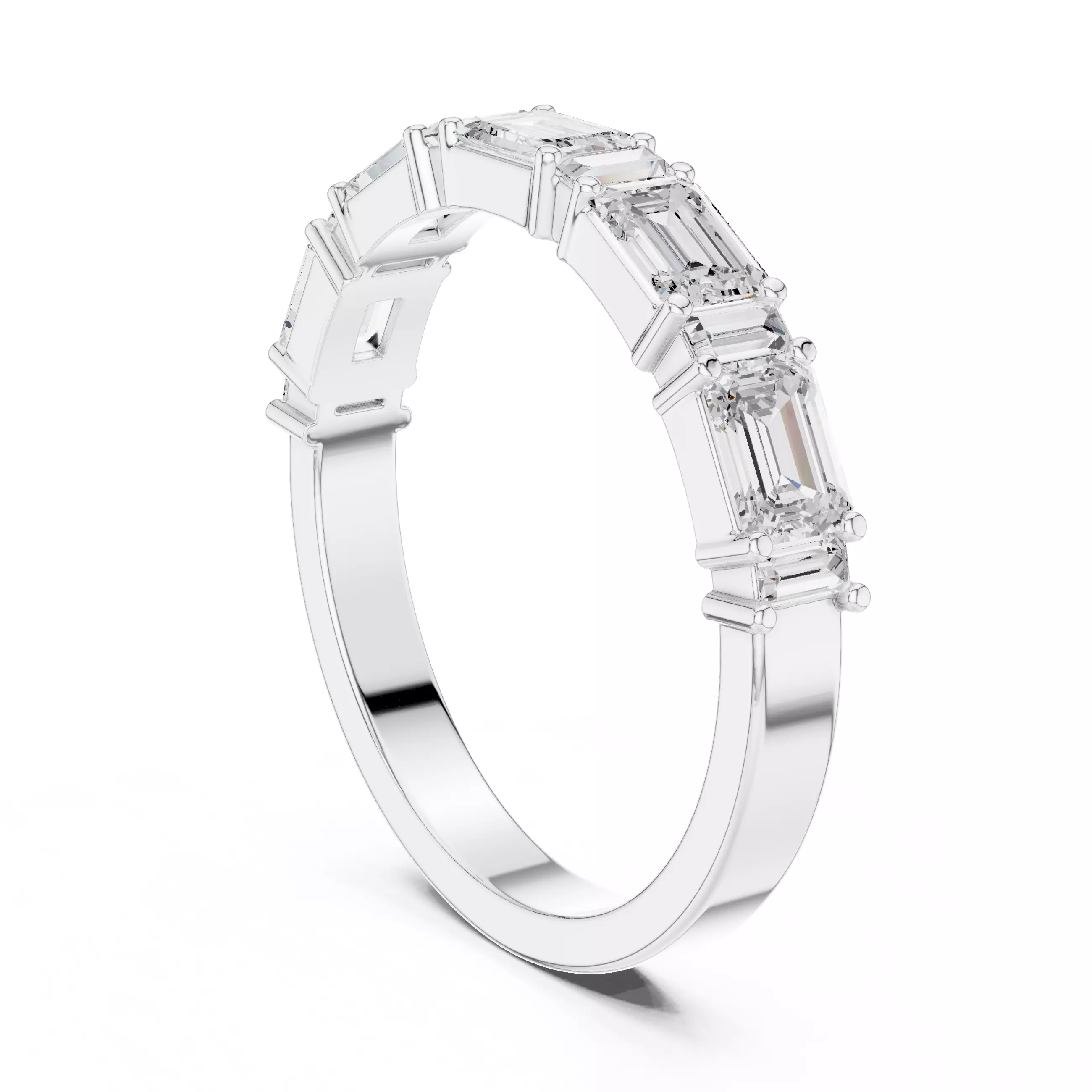 Emerald and Baguette Cut Stacking Wedding Band 3DM STL Video 3D print model_9