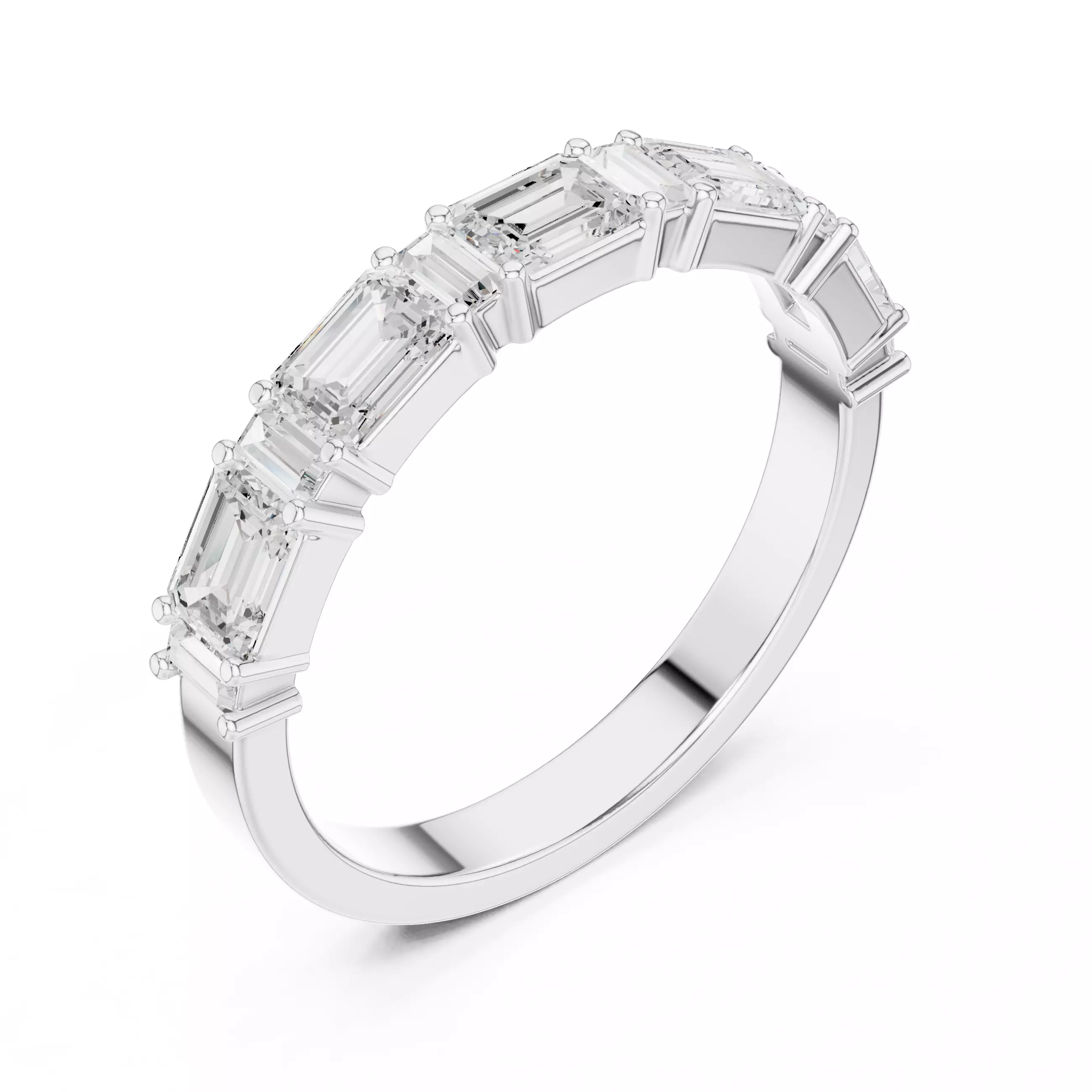 Emerald and Baguette Cut Stacking Wedding Band 3DM STL Video 3D print model_10