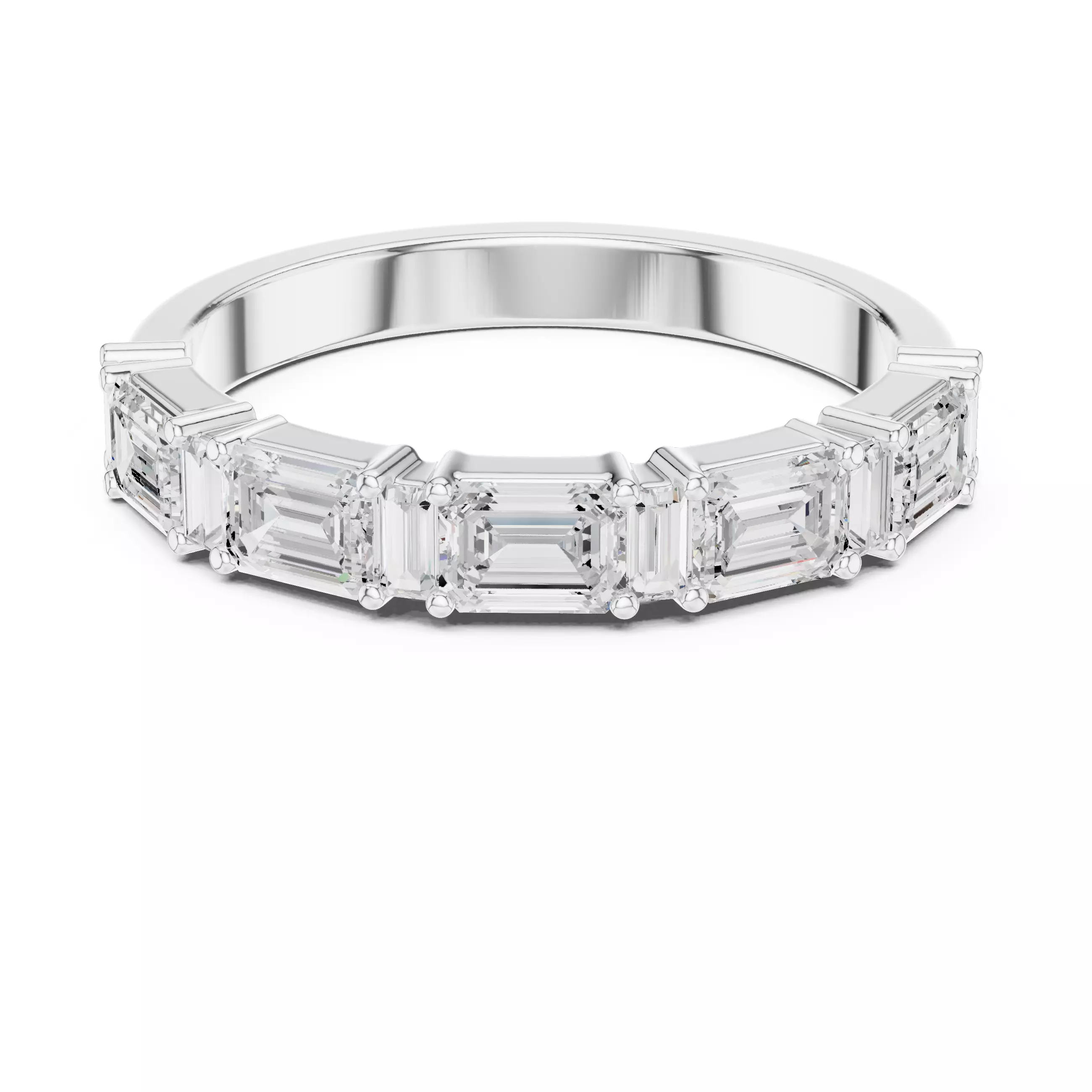 Emerald and Baguette Cut Stacking Wedding Band 3DM STL Video 3D print model_2