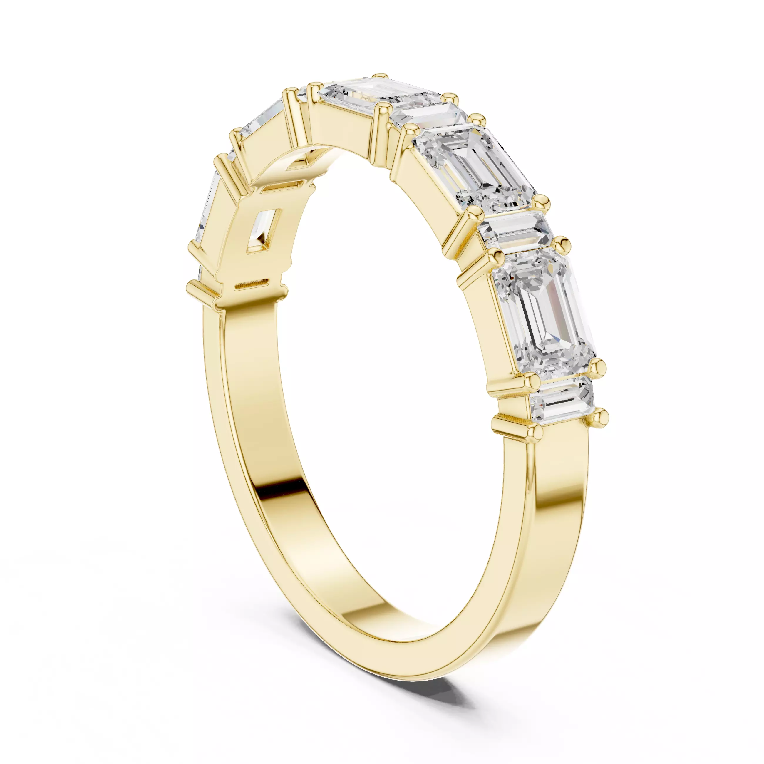 Emerald and Baguette Cut Stacking Wedding Band 3DM STL Video 3D print model_6