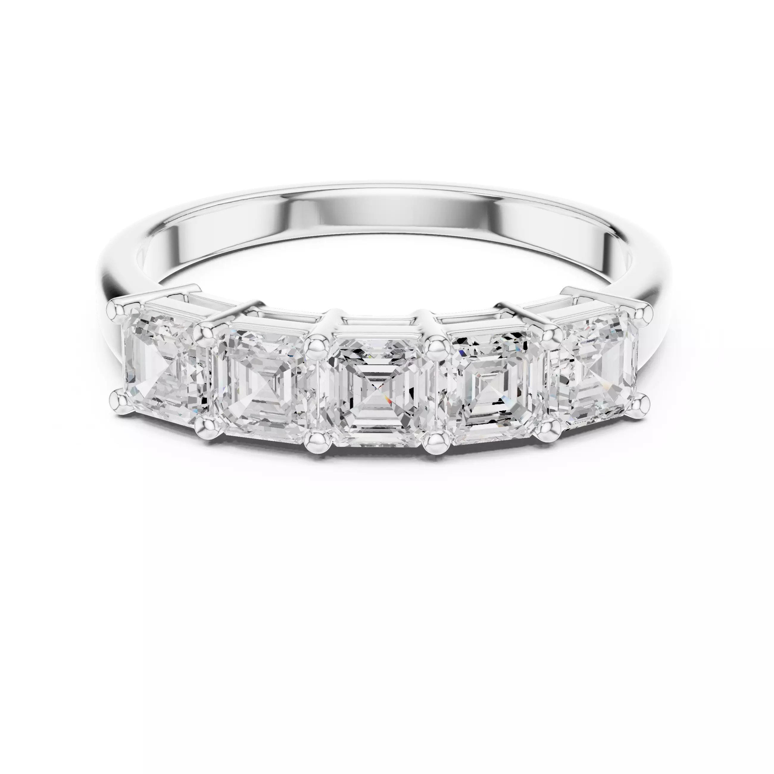 Five Stone Asscher Cut Diamond Wedding Band 3DM STL Video 3D print model_2