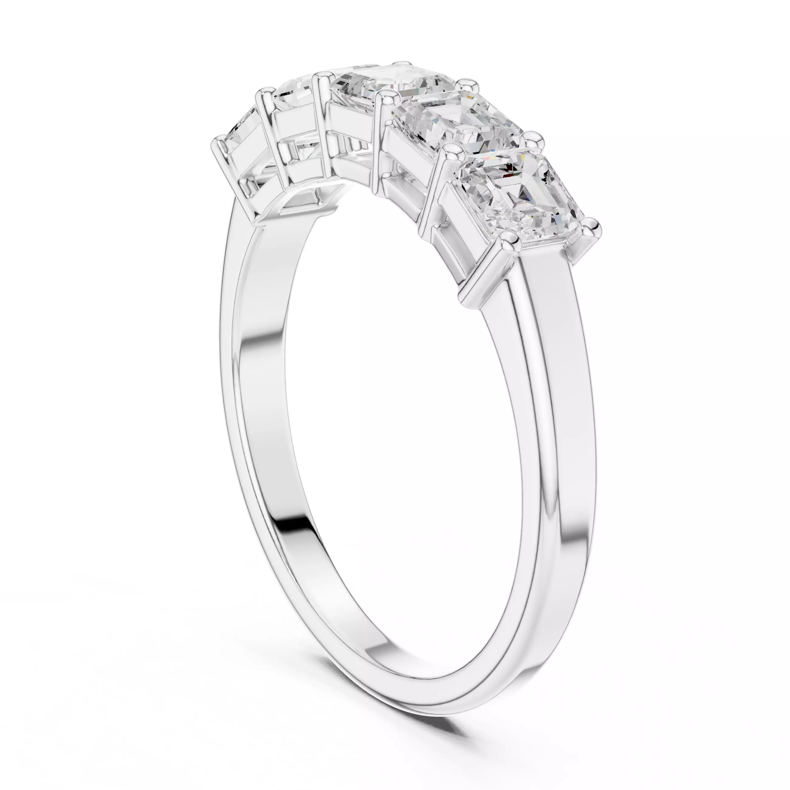 Five Stone Asscher Cut Diamond Wedding Band 3DM STL Video 3D print model_9