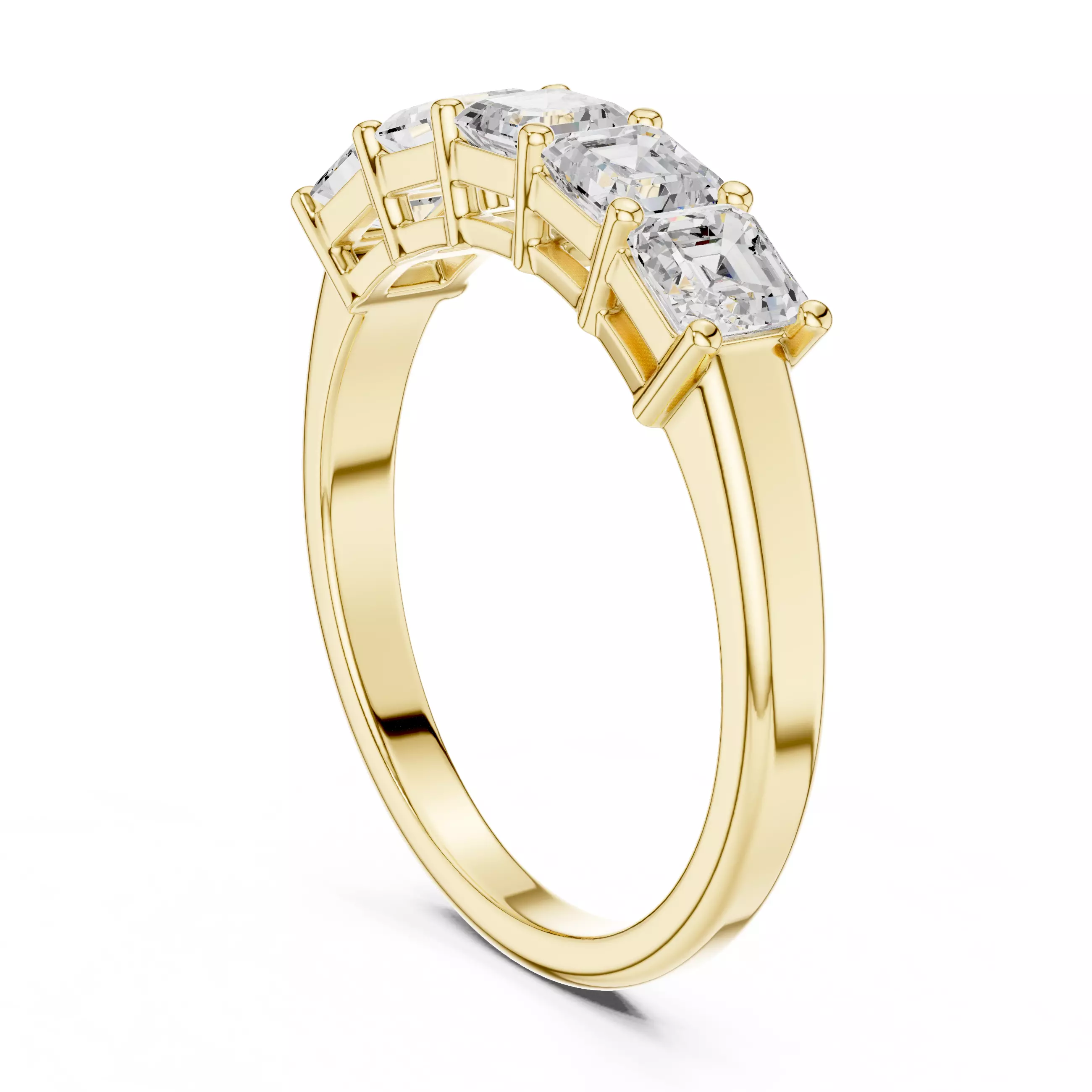 Five Stone Asscher Cut Diamond Wedding Band 3DM STL Video 3D print model_6