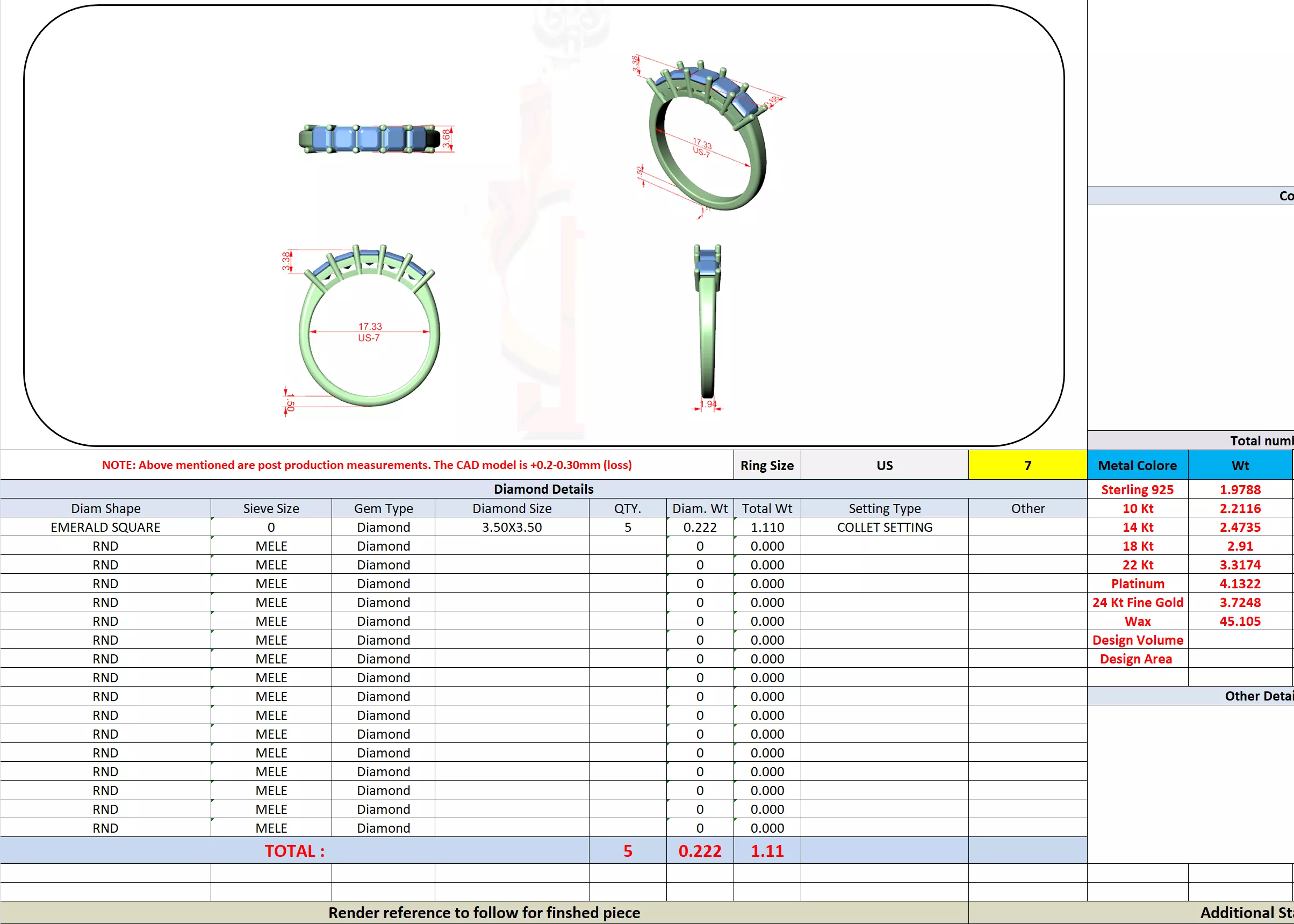 Five Stone Asscher Cut Diamond Wedding Band 3DM STL Video 3D print model_13