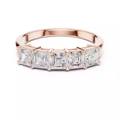 Five Stone Asscher Cut Diamond Wedding Band 3DM STL Video 3D print model