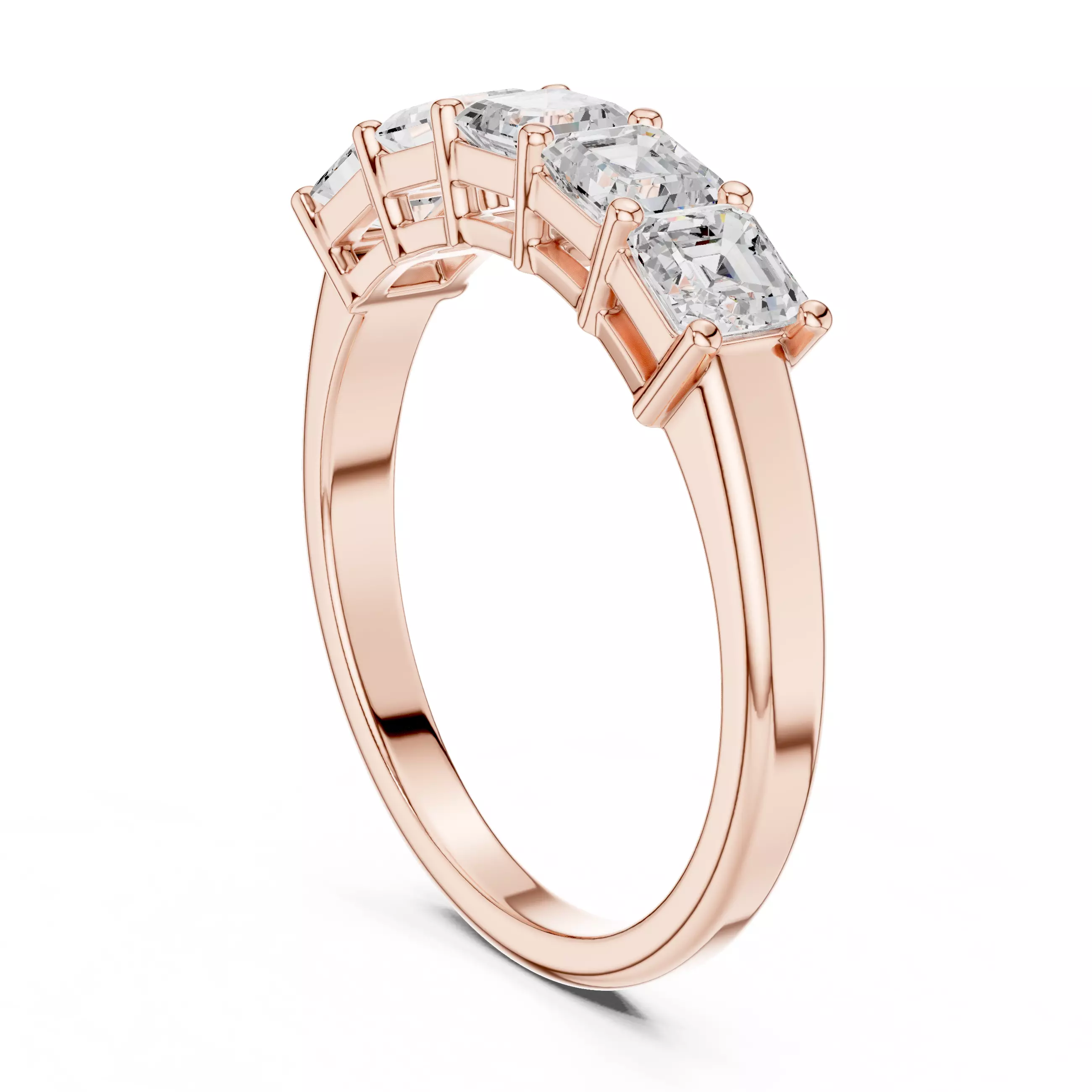 Five Stone Asscher Cut Diamond Wedding Band 3DM STL Video 3D print model_3