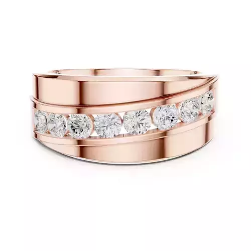 Channel Set Round Cut Diamond Wedding Band 3DM STL Video 3D print model