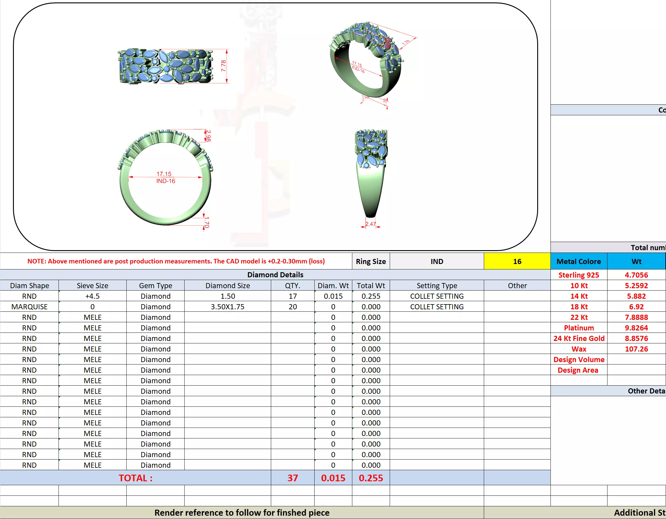 Marquise Round Cluster Diamond Wedding Ring 3DM STL Video 3D print model_13