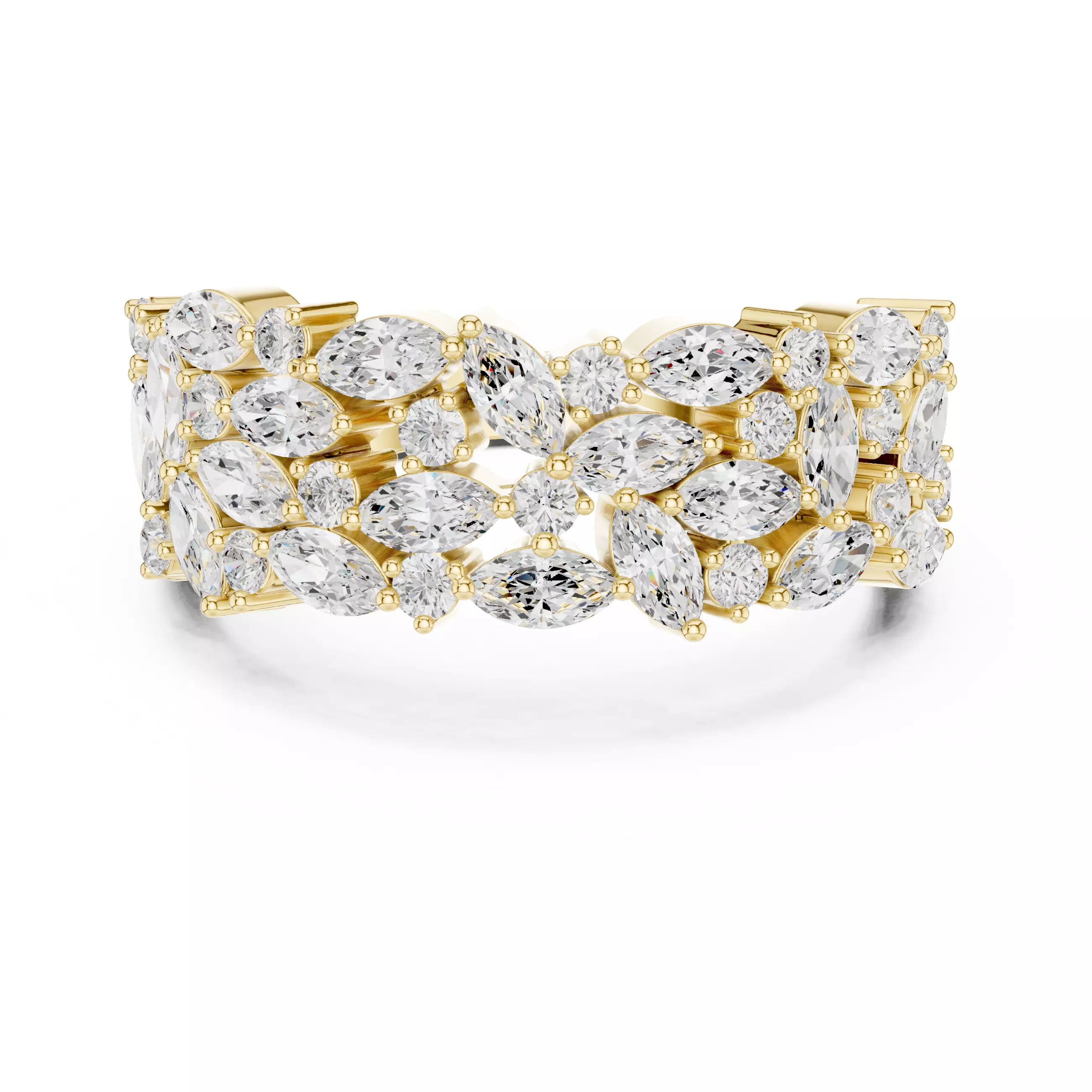 Marquise Round Cluster Diamond Wedding Ring 3DM STL Video 3D print model_1