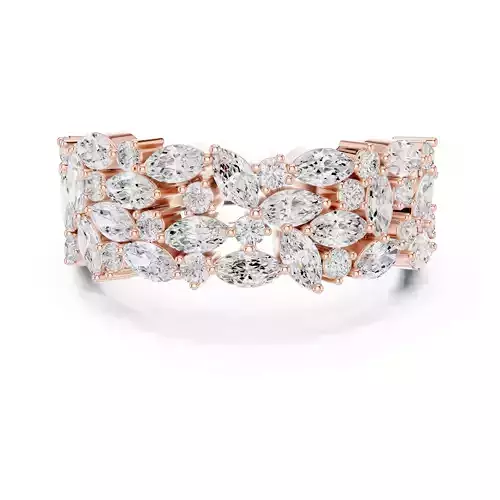 Marquise Round Cluster Diamond Wedding Ring 3DM STL Video