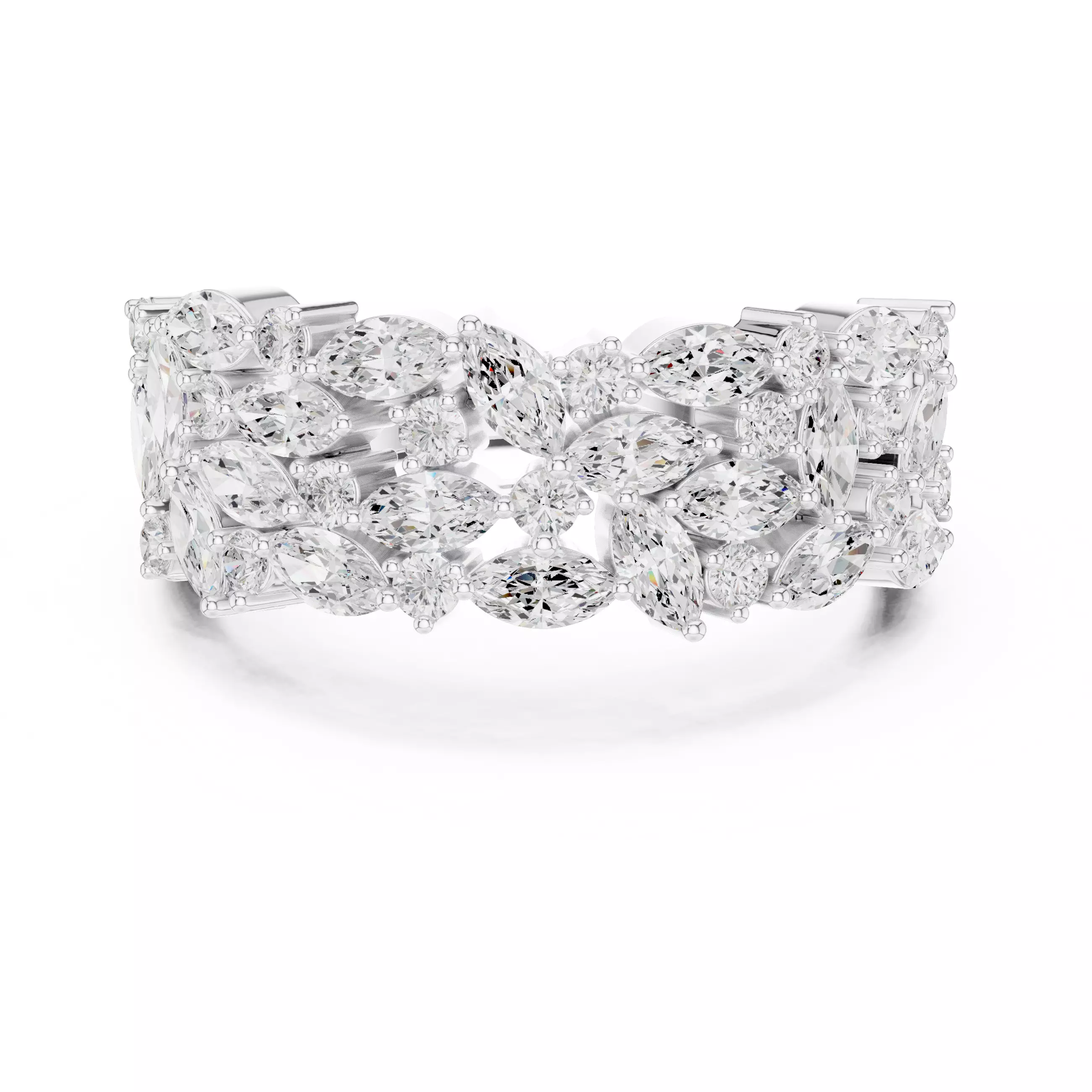Marquise Round Cluster Diamond Wedding Ring 3DM STL Video 3D print model_2
