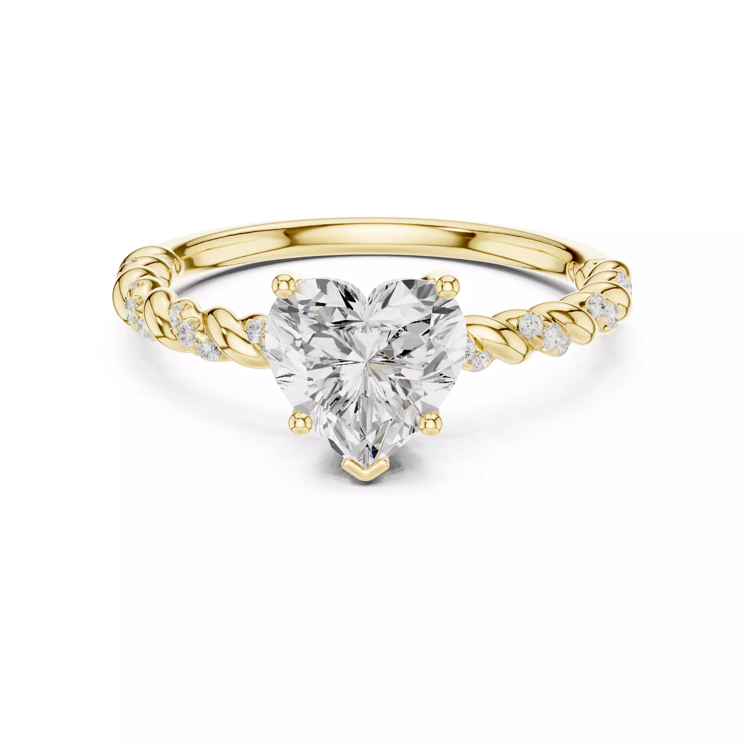 7mm Heart Cut Diamond Engagement Wedding Ring 3DM STL Video 3D print model_1