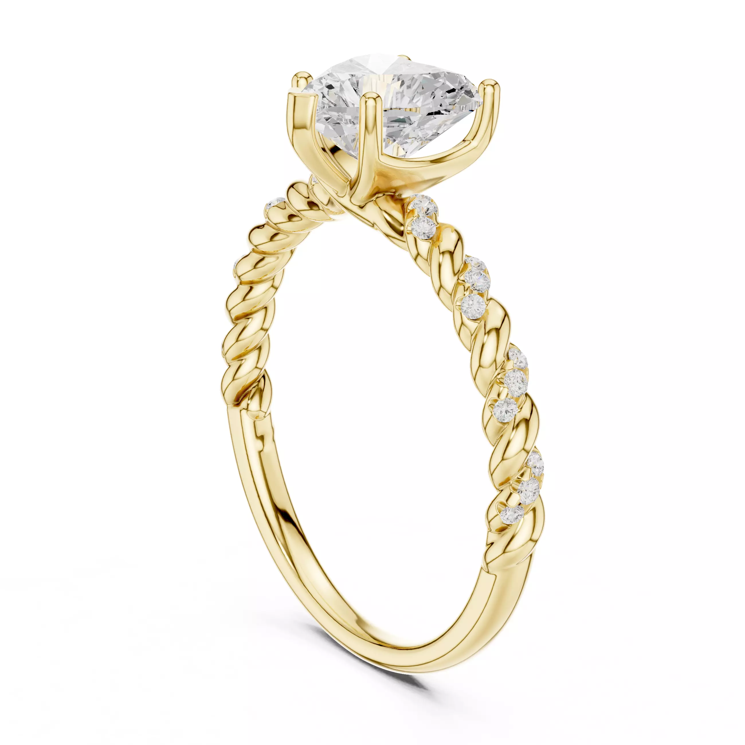 7mm Heart Cut Diamond Engagement Wedding Ring 3DM STL Video 3D print model_6