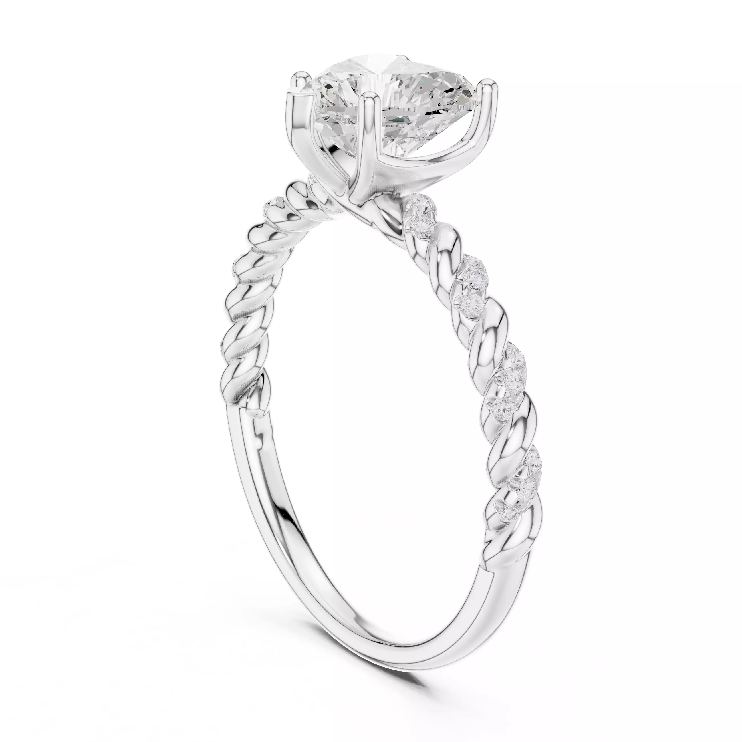 7mm Heart Cut Diamond Engagement Wedding Ring 3DM STL Video 3D print model_9