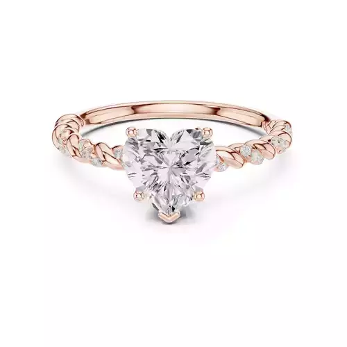 7mm Heart Cut Diamond Engagement Wedding Ring 3DM STL Video 3D print model