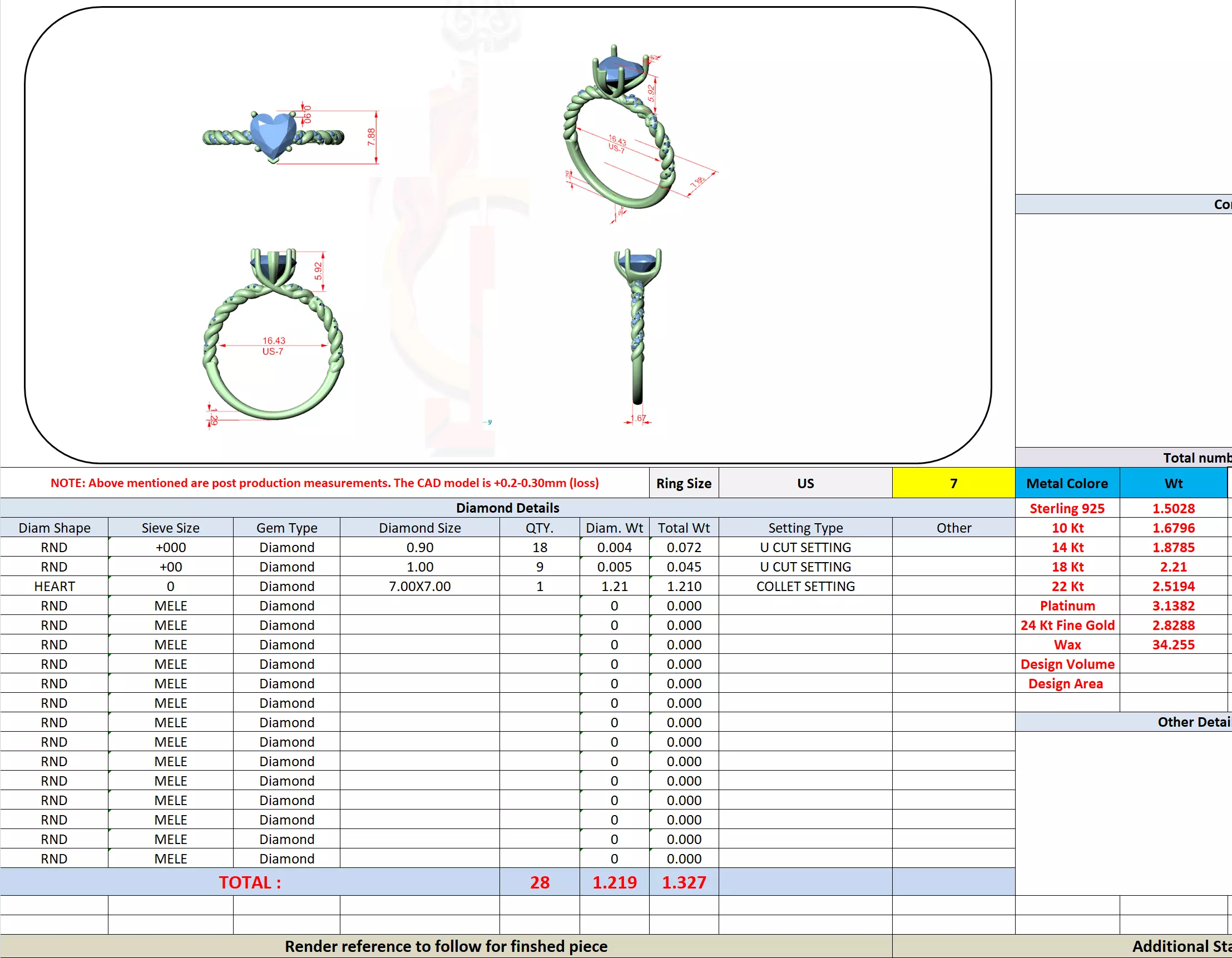 7mm Heart Cut Diamond Engagement Wedding Ring 3DM STL Video 3D print model_13