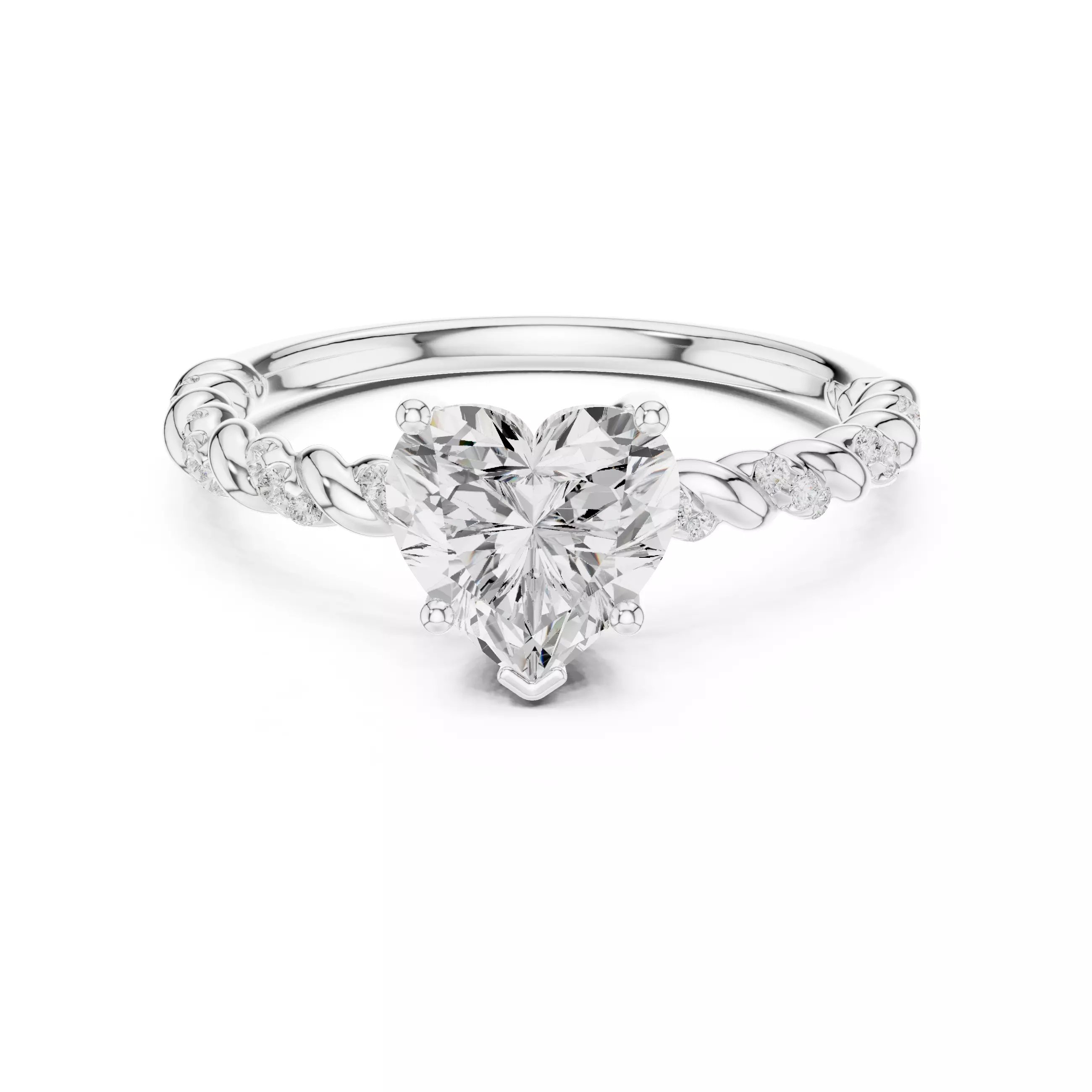 7mm Heart Cut Diamond Engagement Wedding Ring 3DM STL Video 3D print model_2