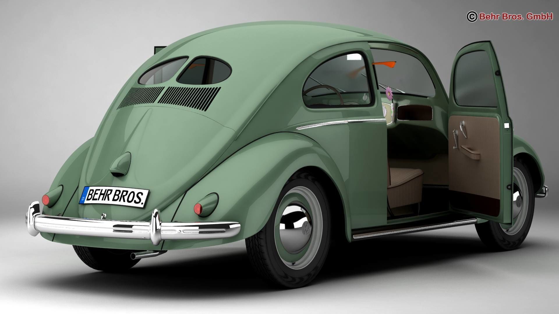 Volkswagen Beetle 1951 Deluxe 3D model_4