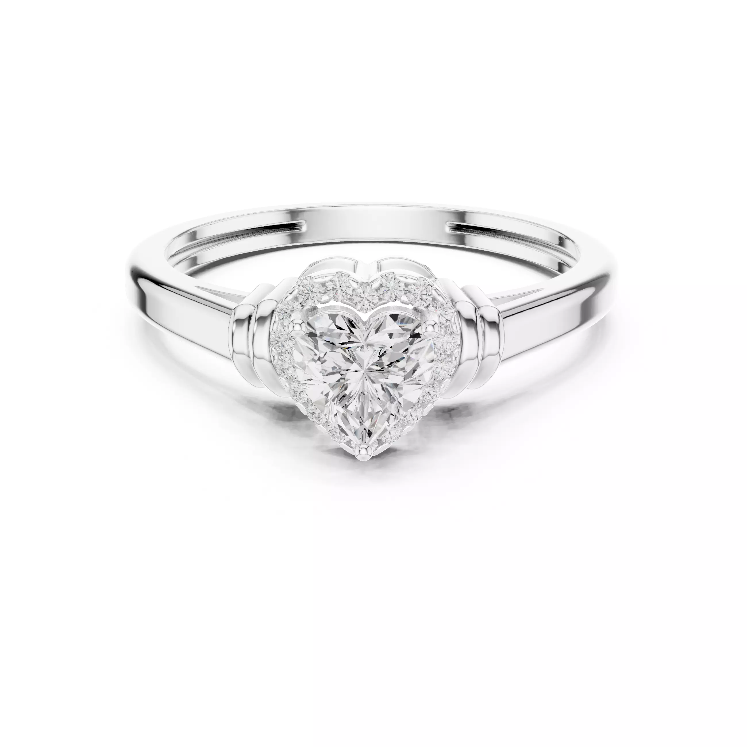 5mm Heart Cut Diamond Engagement Wedding Ring 3DM STL Video 3D print model_2