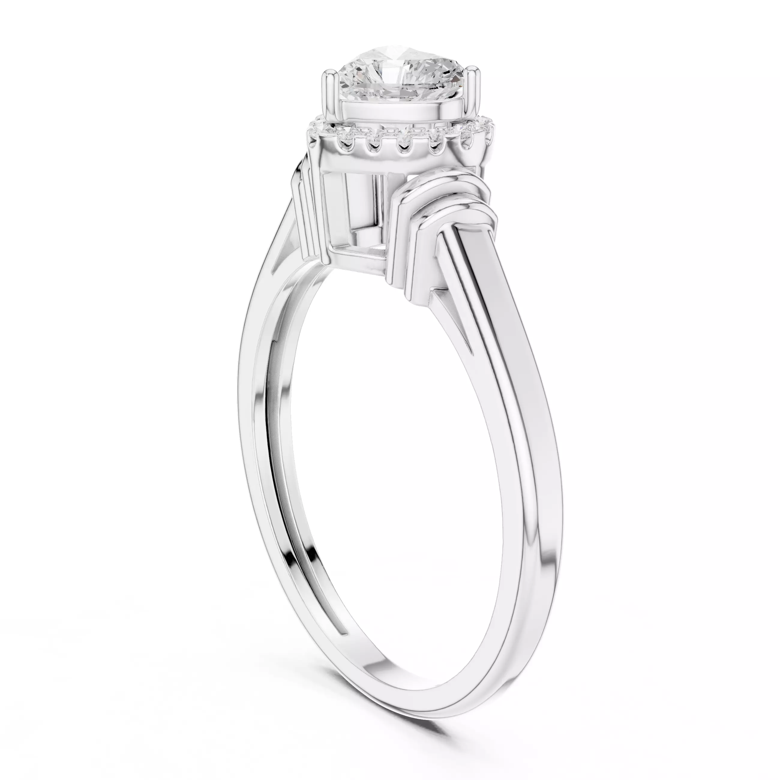 5mm Heart Cut Diamond Engagement Wedding Ring 3DM STL Video 3D print model_9