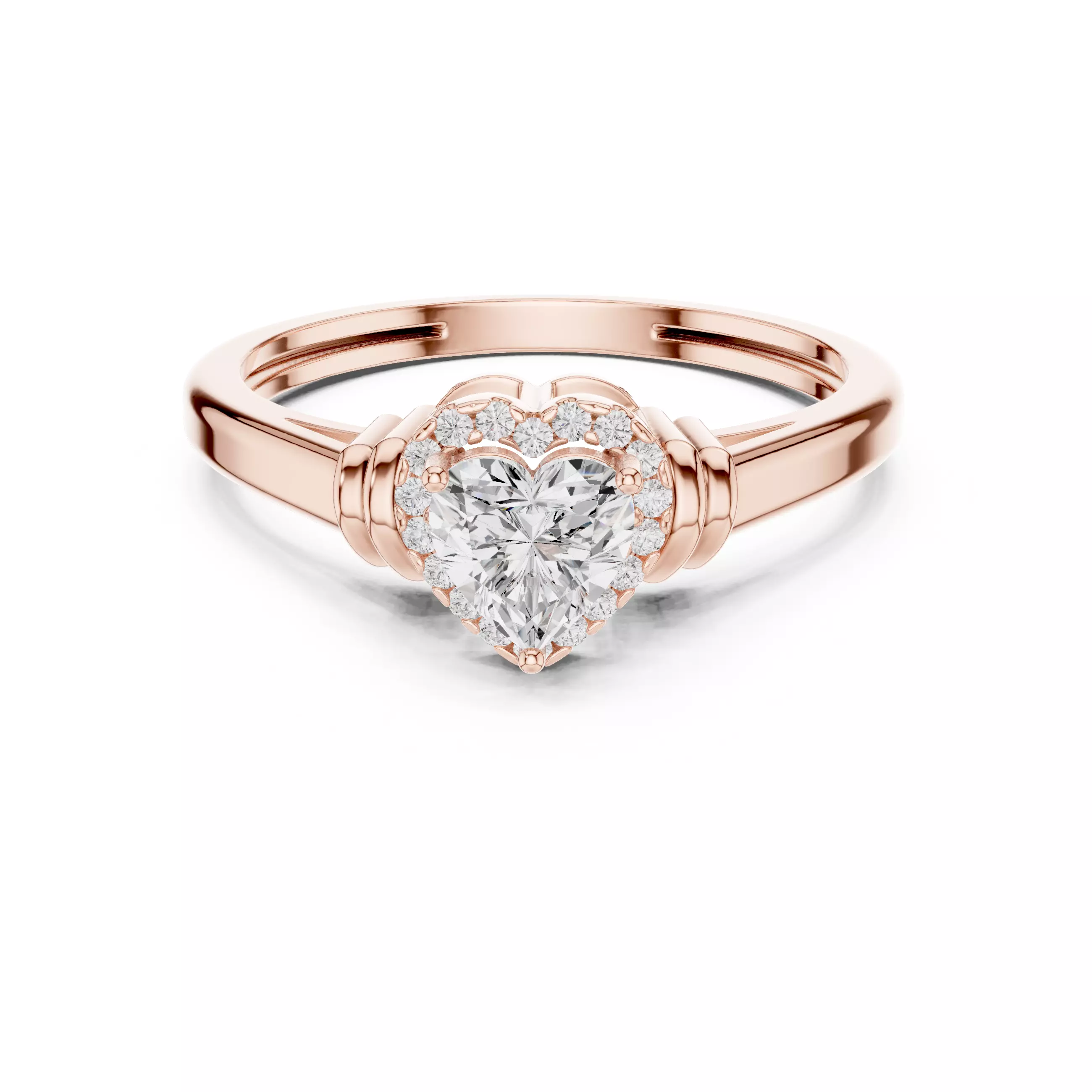 5mm Heart Cut Diamond Engagement Wedding Ring 3DM STL Video 3D print model_0