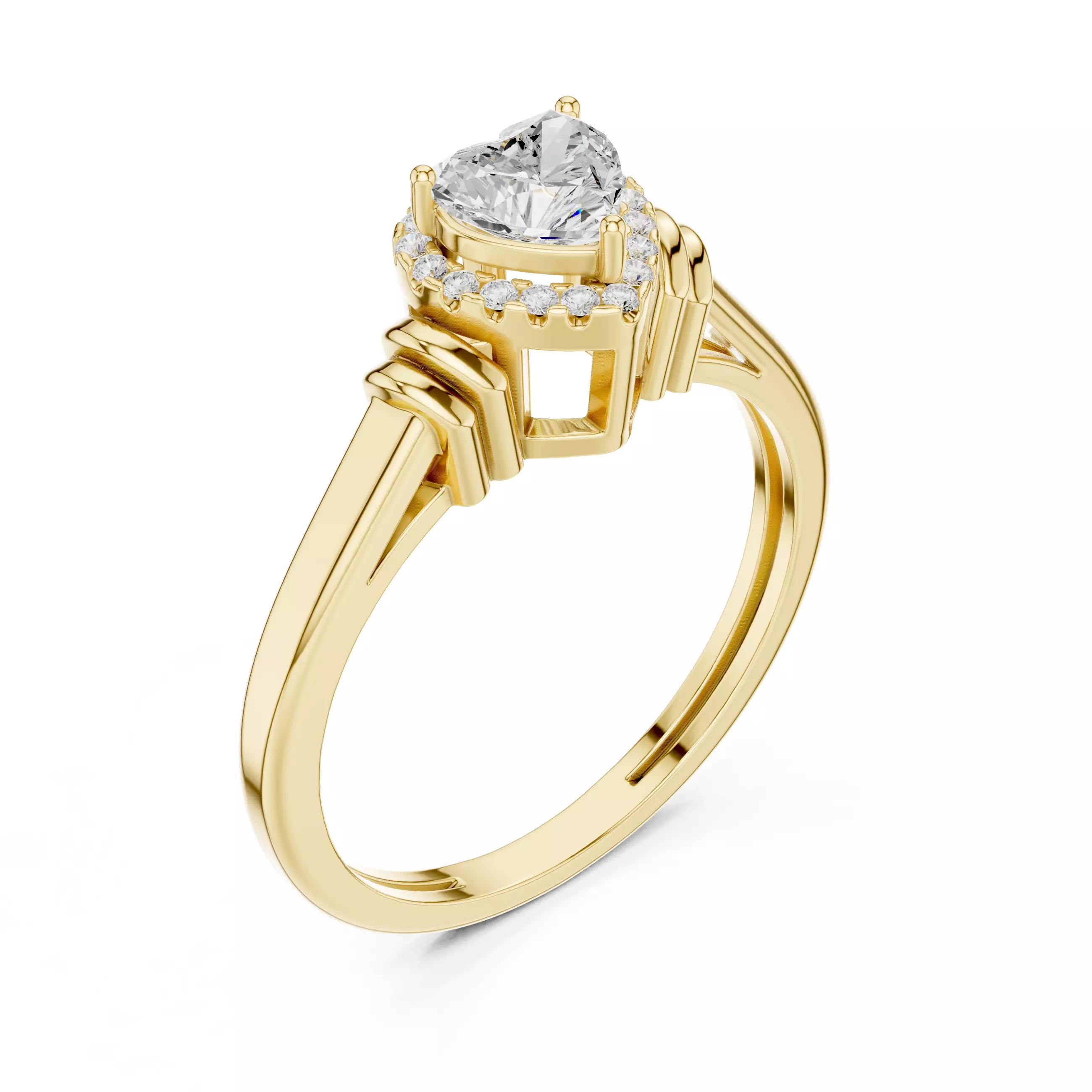 5mm Heart Cut Diamond Engagement Wedding Ring 3DM STL Video 3D print model_7