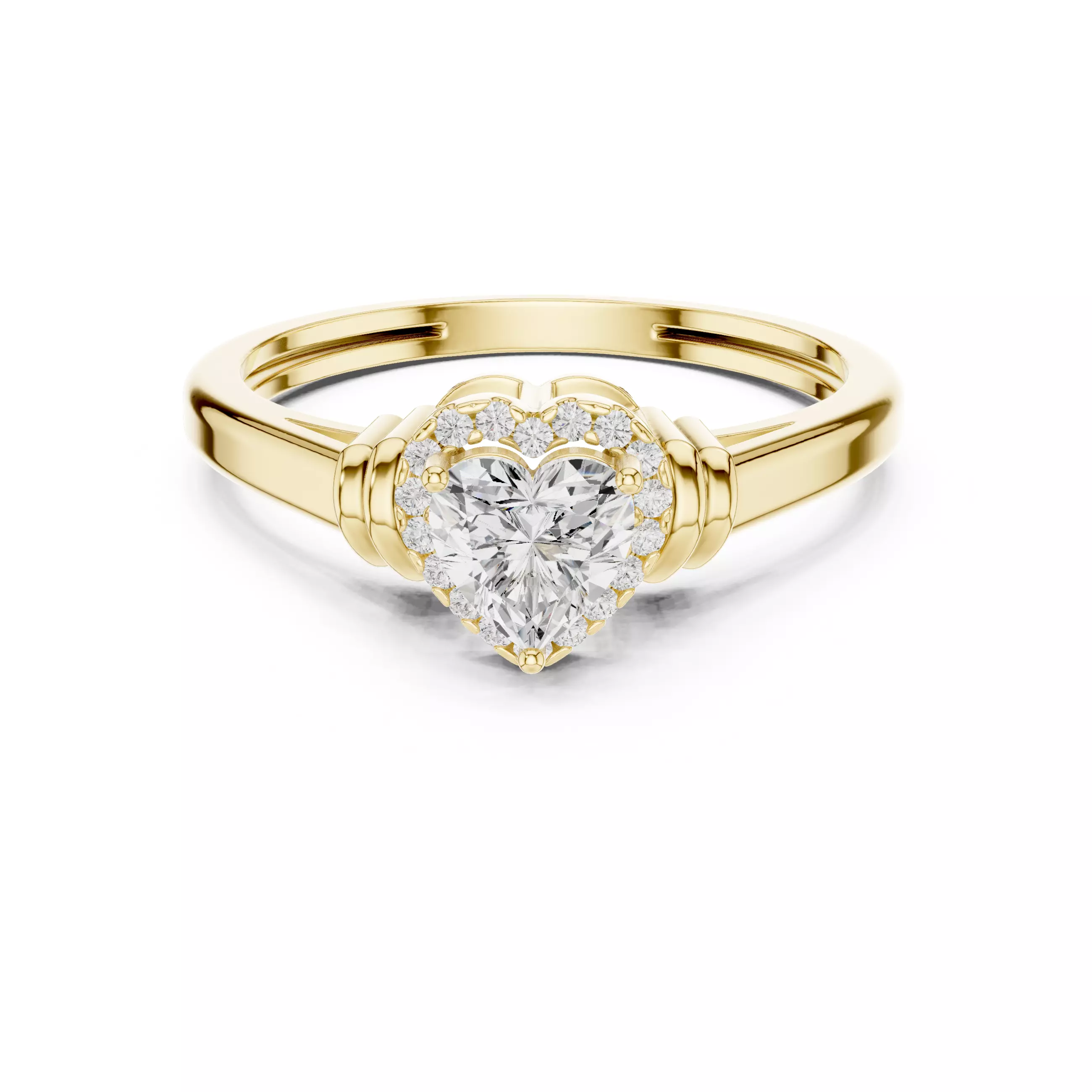 5mm Heart Cut Diamond Engagement Wedding Ring 3DM STL Video 3D print model_1