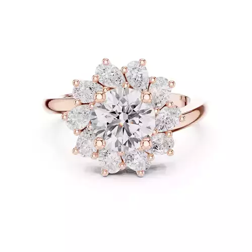 Round and Pear Cut Halo Engagement Wedding Ring 3DM STL Video