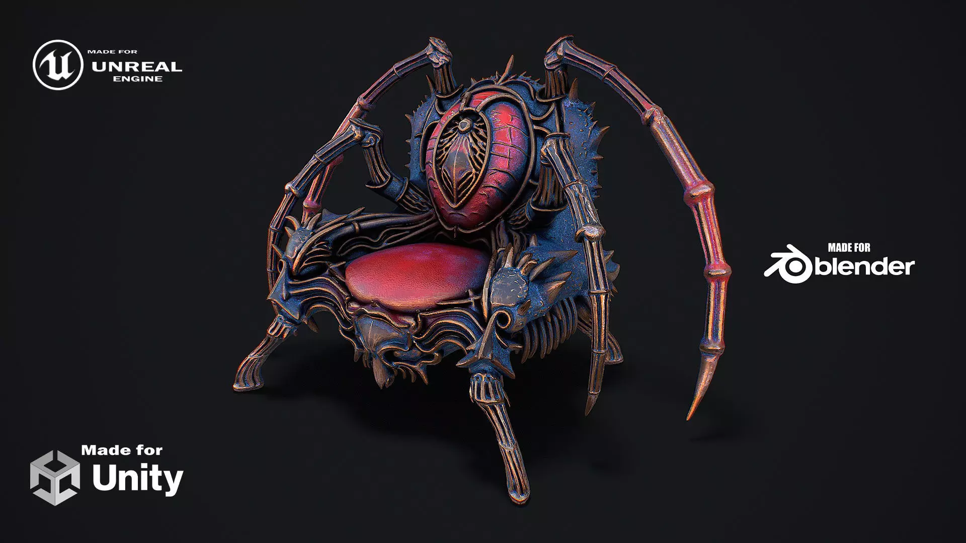 Fantasy Throne 9 game ready 3d model Low-poly 3D model_0
