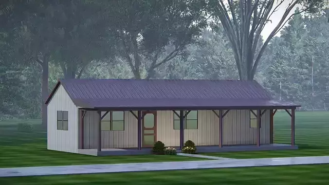 Modern Barndominium 3D Model  Barn Style Residence Design