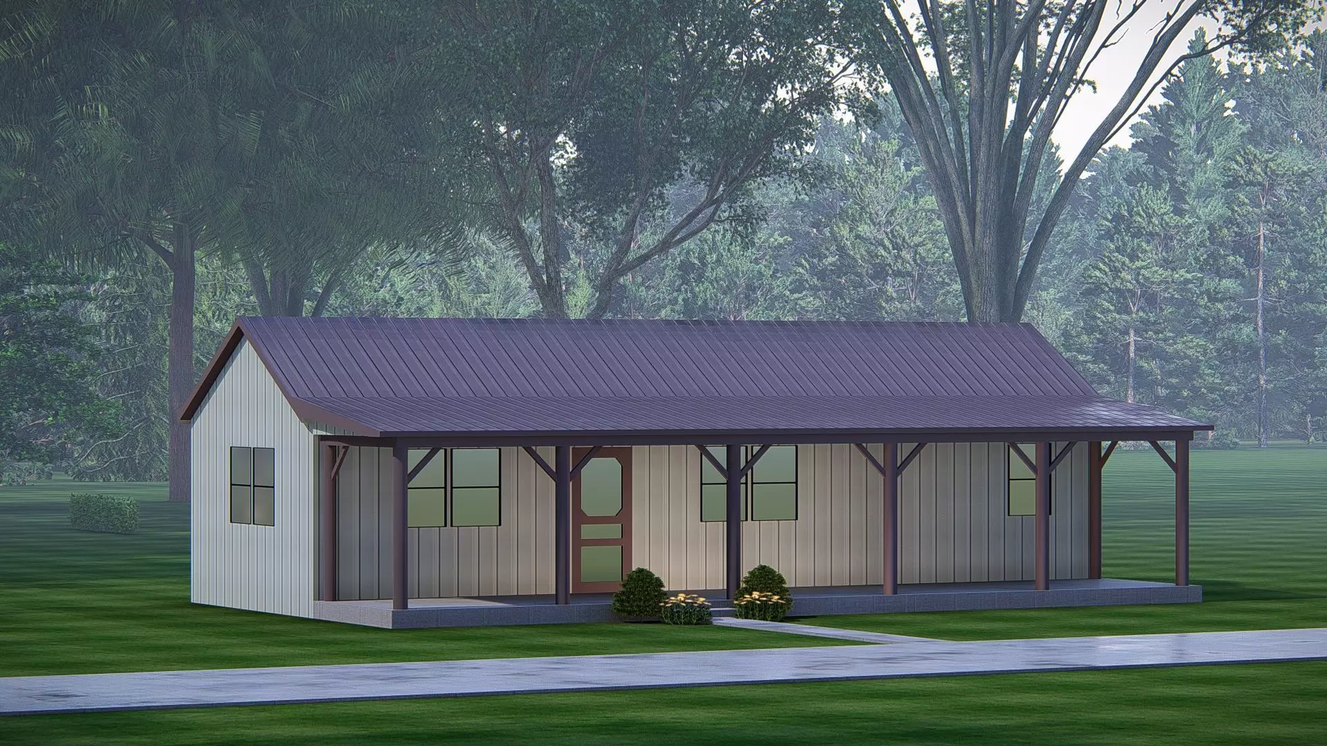 Modern Barndominium 3D Model  Barn Style Residence Design 3D model_0