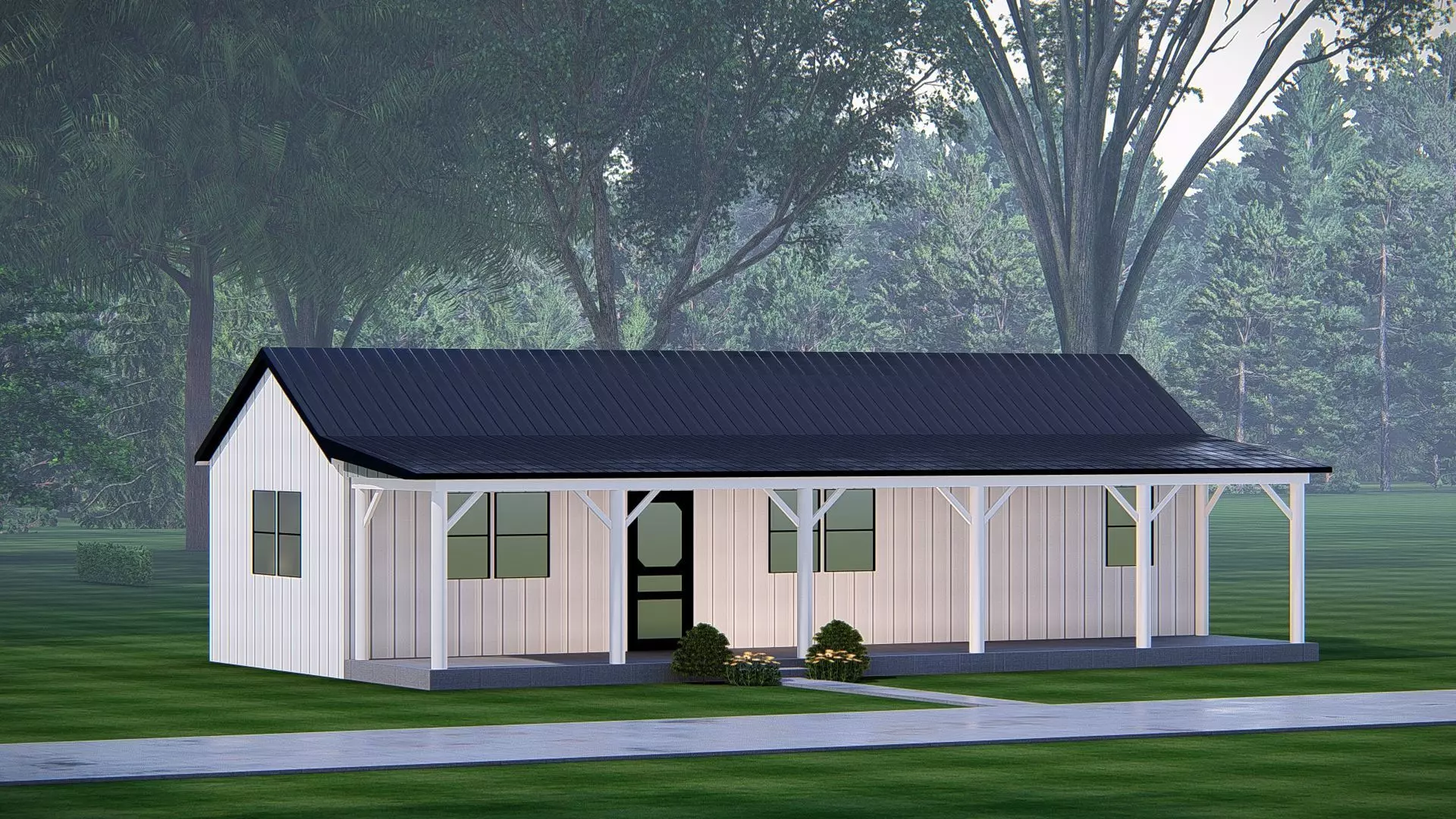 Modern Barndominium 3D Model  Barn Style Residence Design 3D model_4