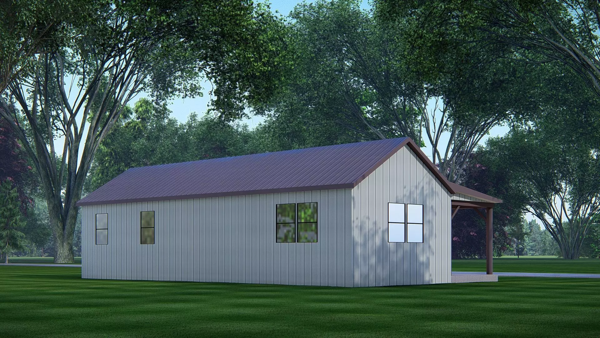 Modern Barndominium 3D Model  Barn Style Residence Design 3D model_3