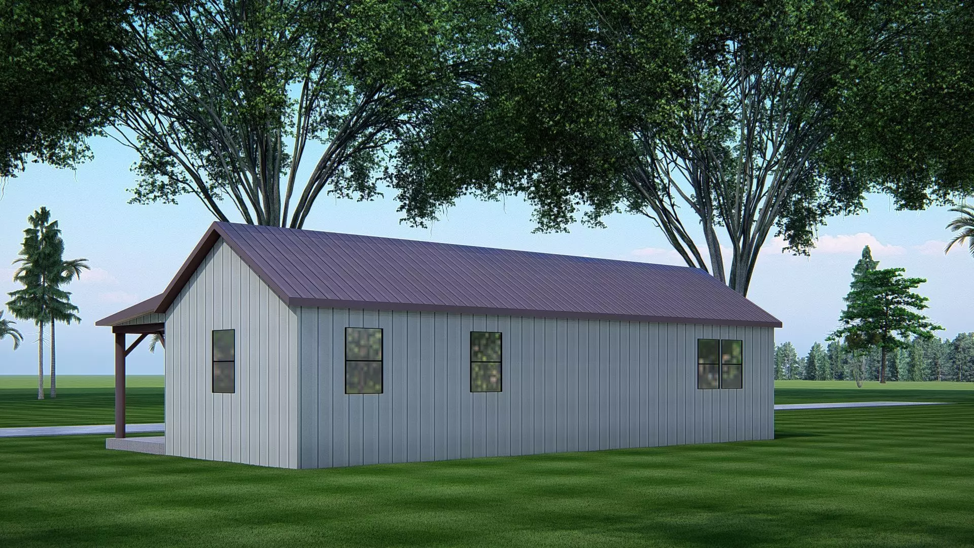 Modern Barndominium 3D Model  Barn Style Residence Design 3D model_2