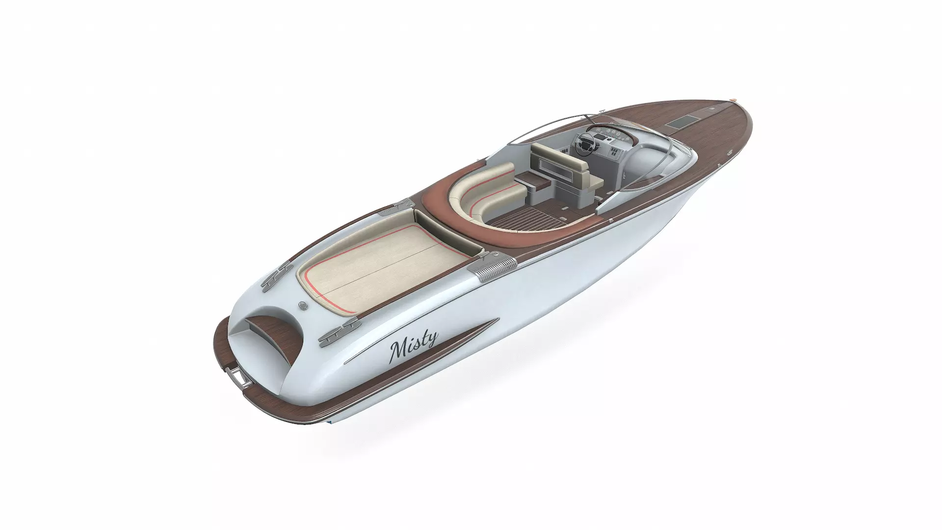 Luxury Speedboat Low-poly PBR Low-poly 3D model_11