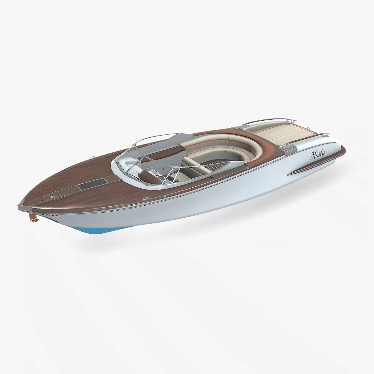 Luxury Speedboat Low-poly PBR Low-poly 3D model_0