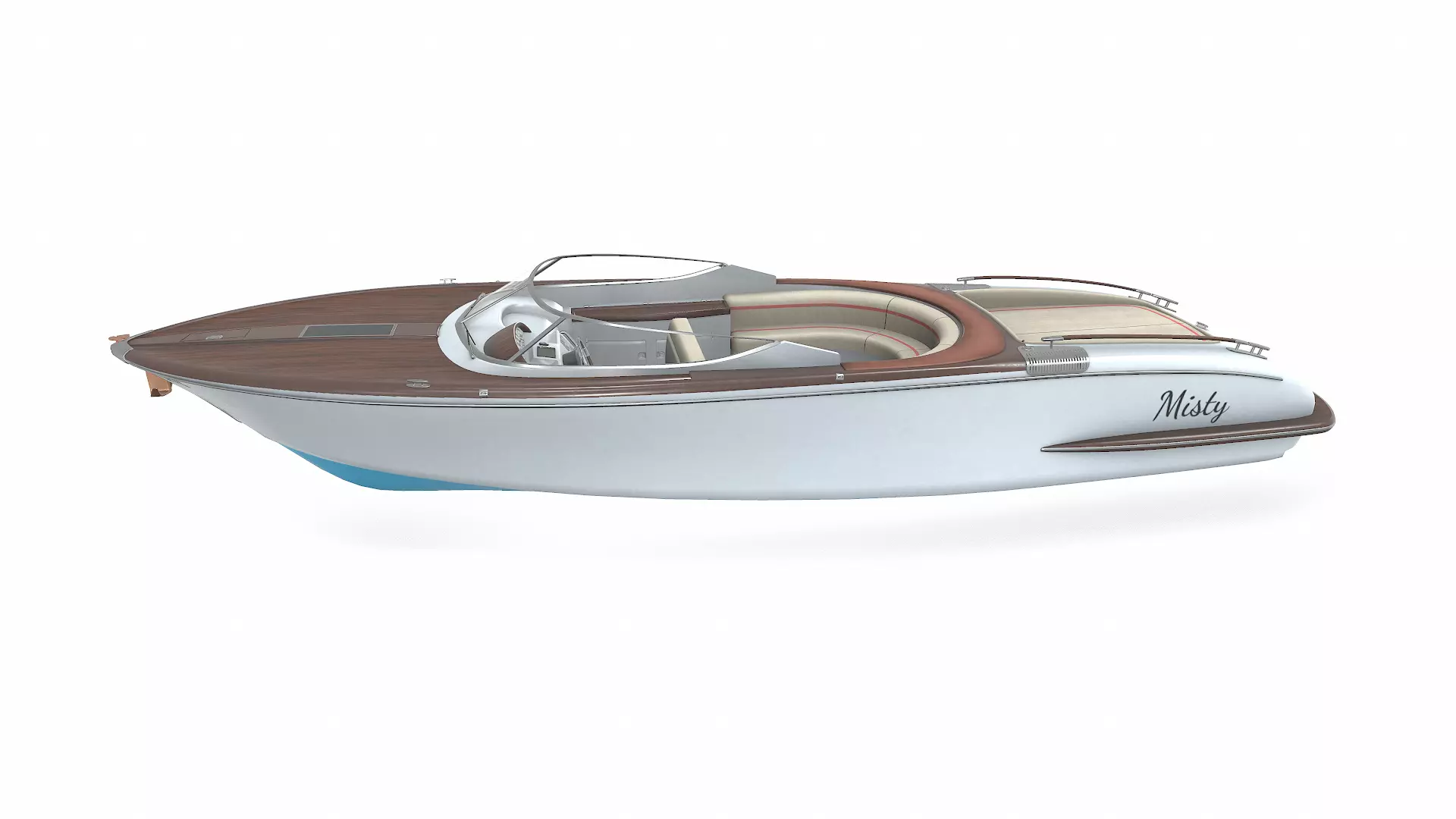 Luxury Speedboat Low-poly PBR Low-poly 3D model_3