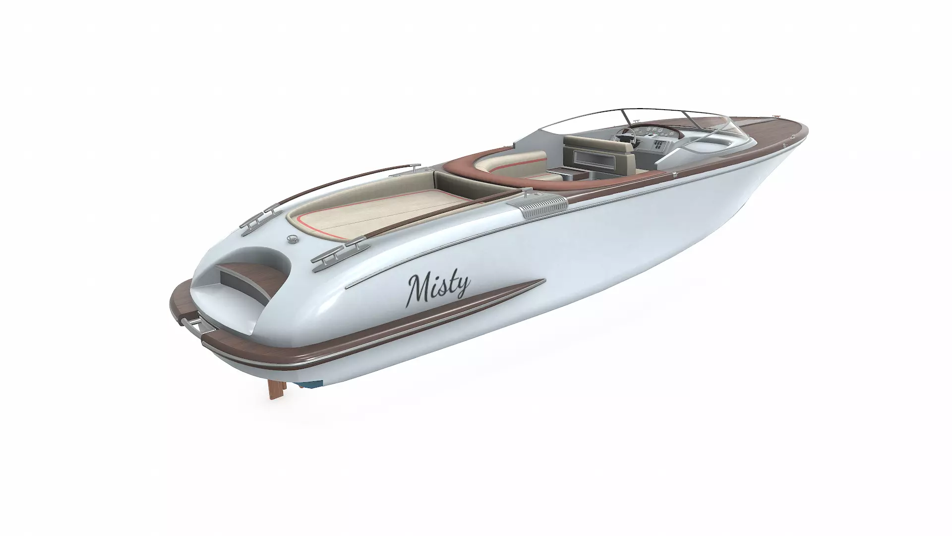 Luxury Speedboat Low-poly PBR Low-poly 3D model_10