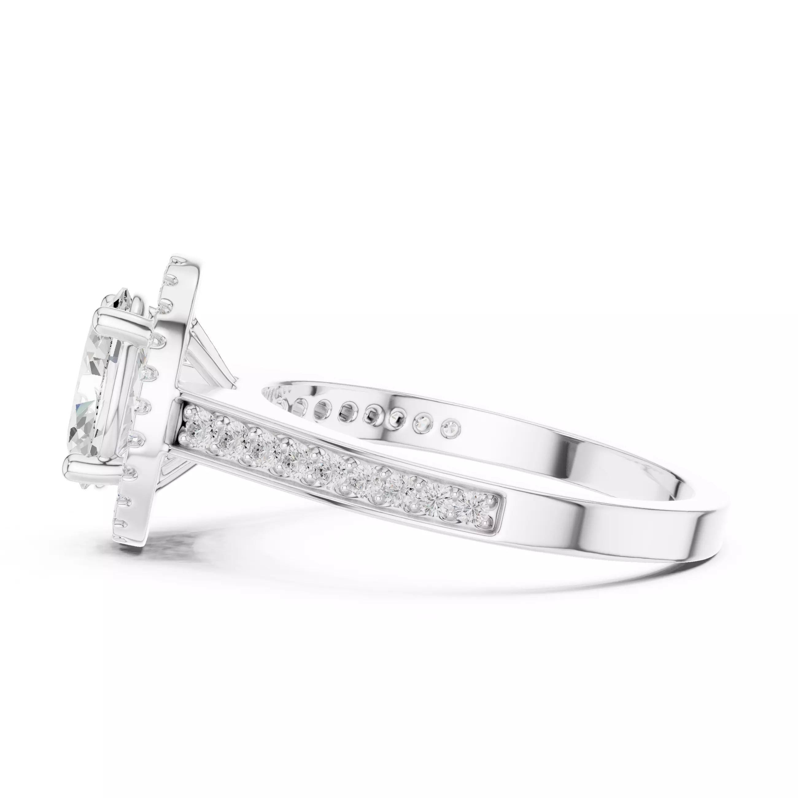 1Ct Oval Halo Diamond Engagement Wedding Ring 3DM STL Video 3D print model_11