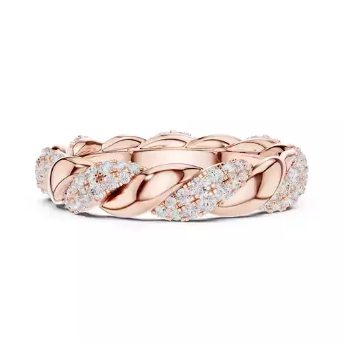 Twist Design Round Pave Full Eternity Wedding Band 3DM STL Video