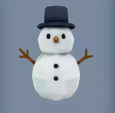 Low-poly snowman with hat
