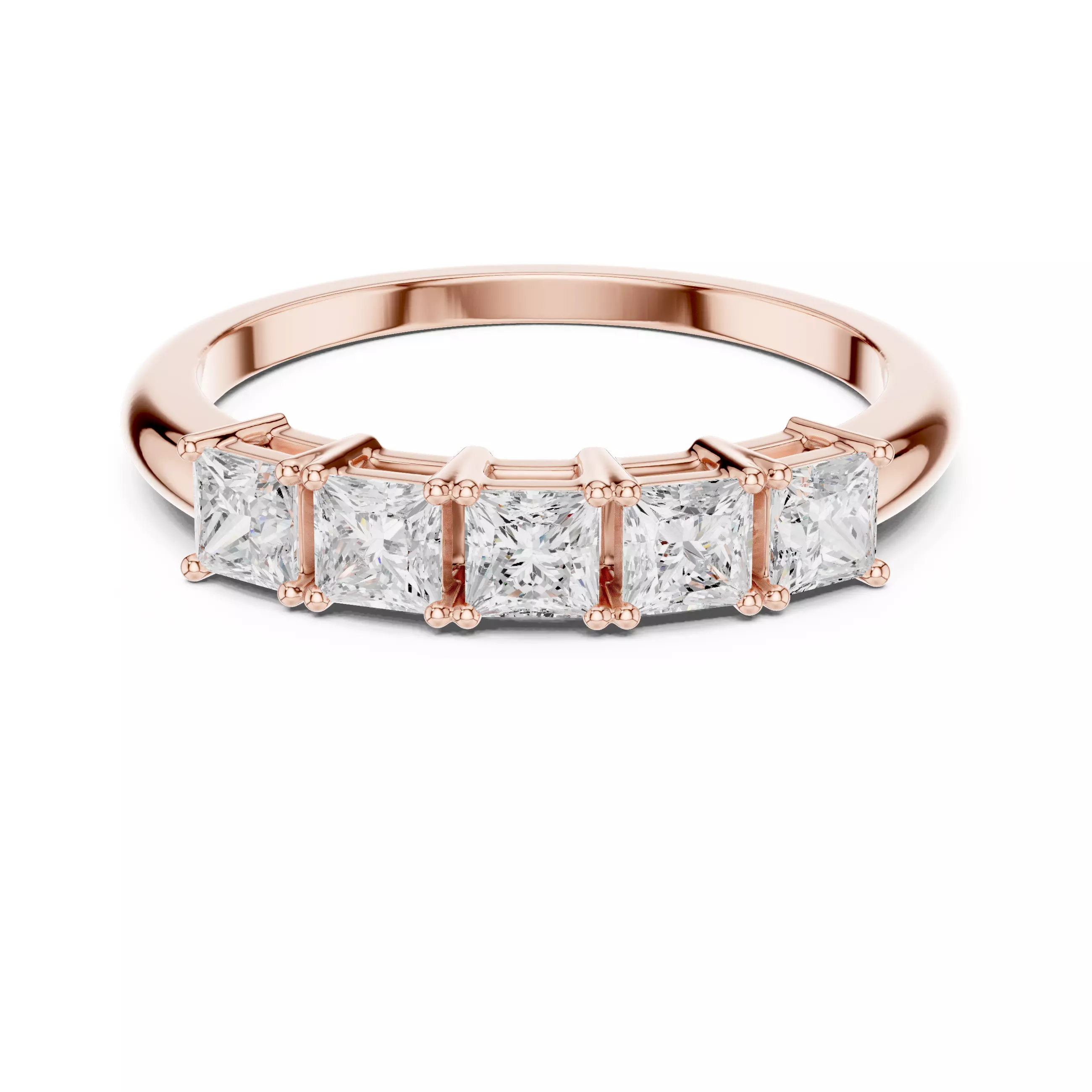 Five Stone Princess Cut Diamond Wedding Band 3DM STL Video 3D print model