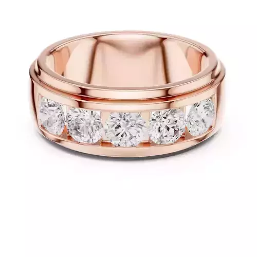 Five Stone Round Cut Diamond Stacking Wedding Band 3DM STL Video